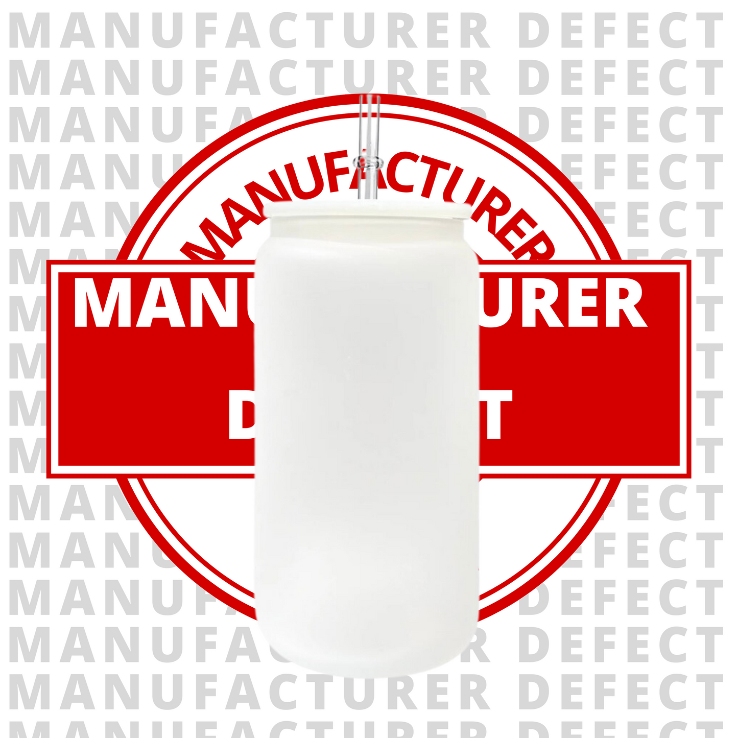 Manufacturer Defect - Frosted Sublimation Glass Can (Plastic Colorful Lids) 16oz