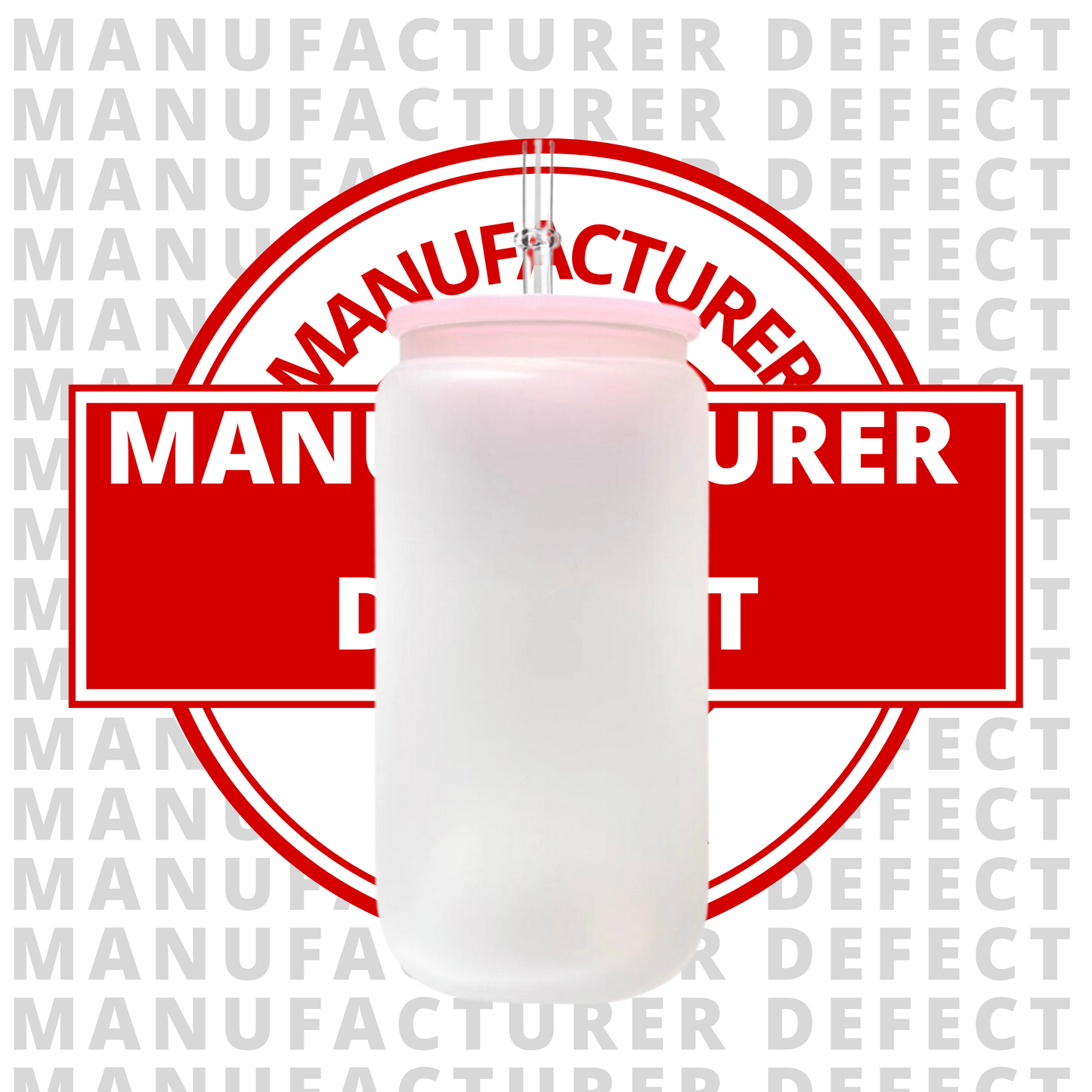 Manufacturer Defect - Frosted Sublimation Glass Can (Plastic Colorful Lids) 16oz