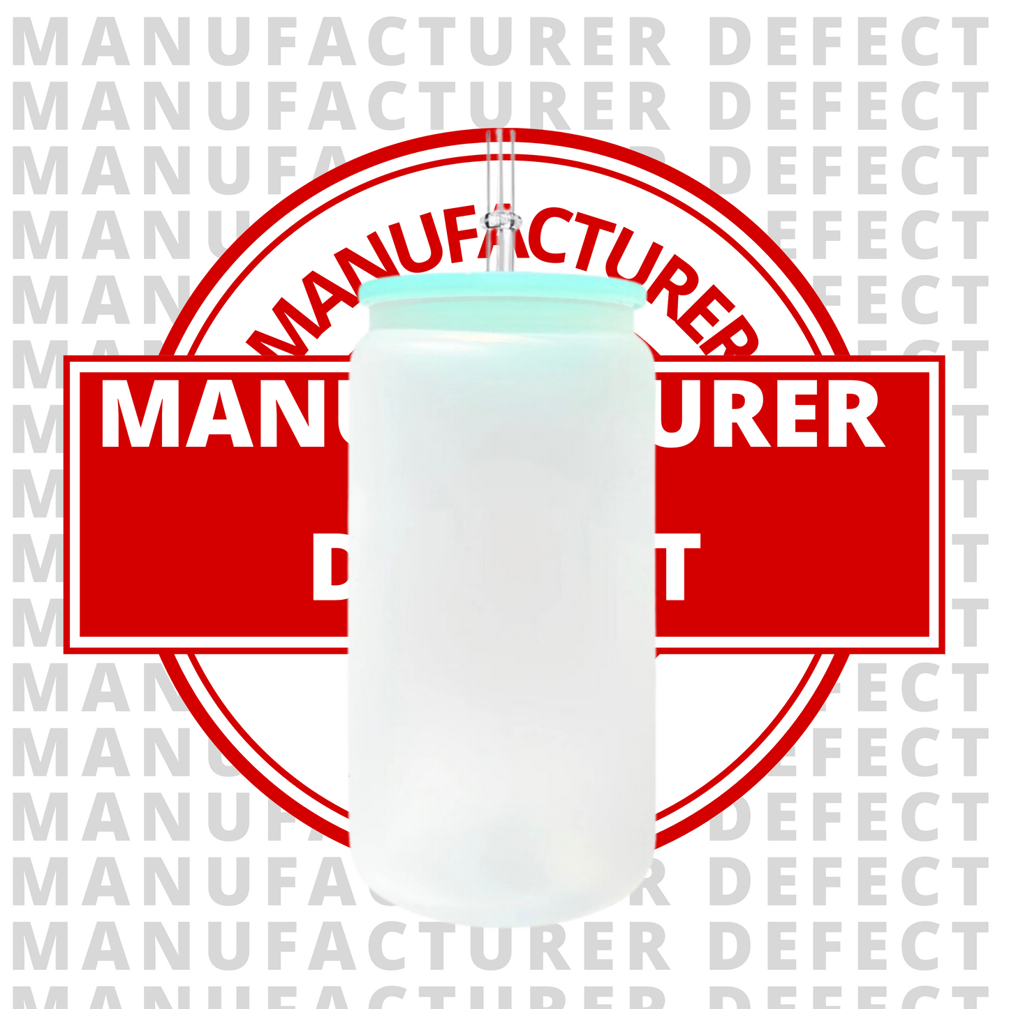 Manufacturer Defect - Frosted Sublimation Glass Can (Plastic Colorful Lids) 16oz