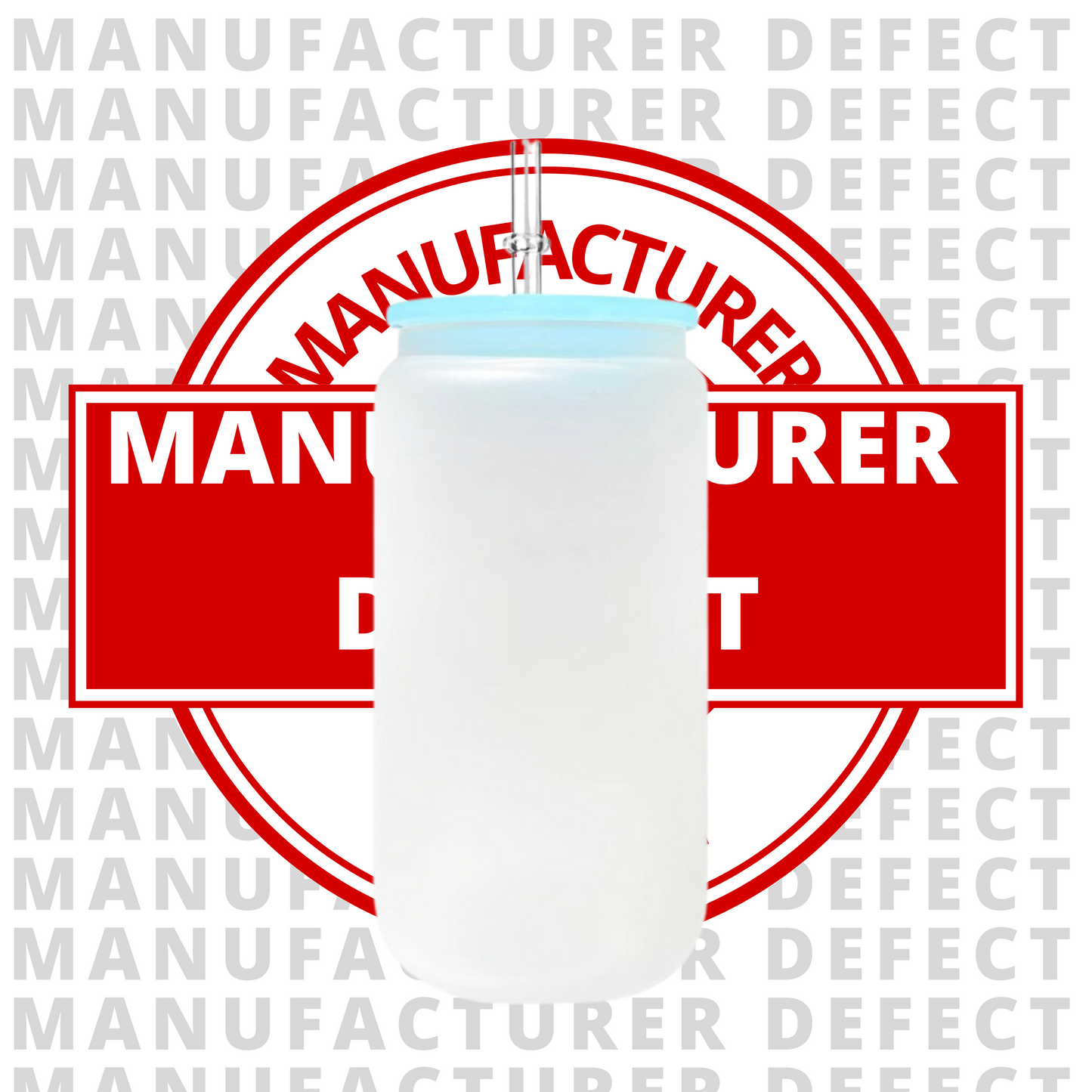 Manufacturer Defect - Frosted Sublimation Glass Can (Plastic Colorful Lids) 16oz