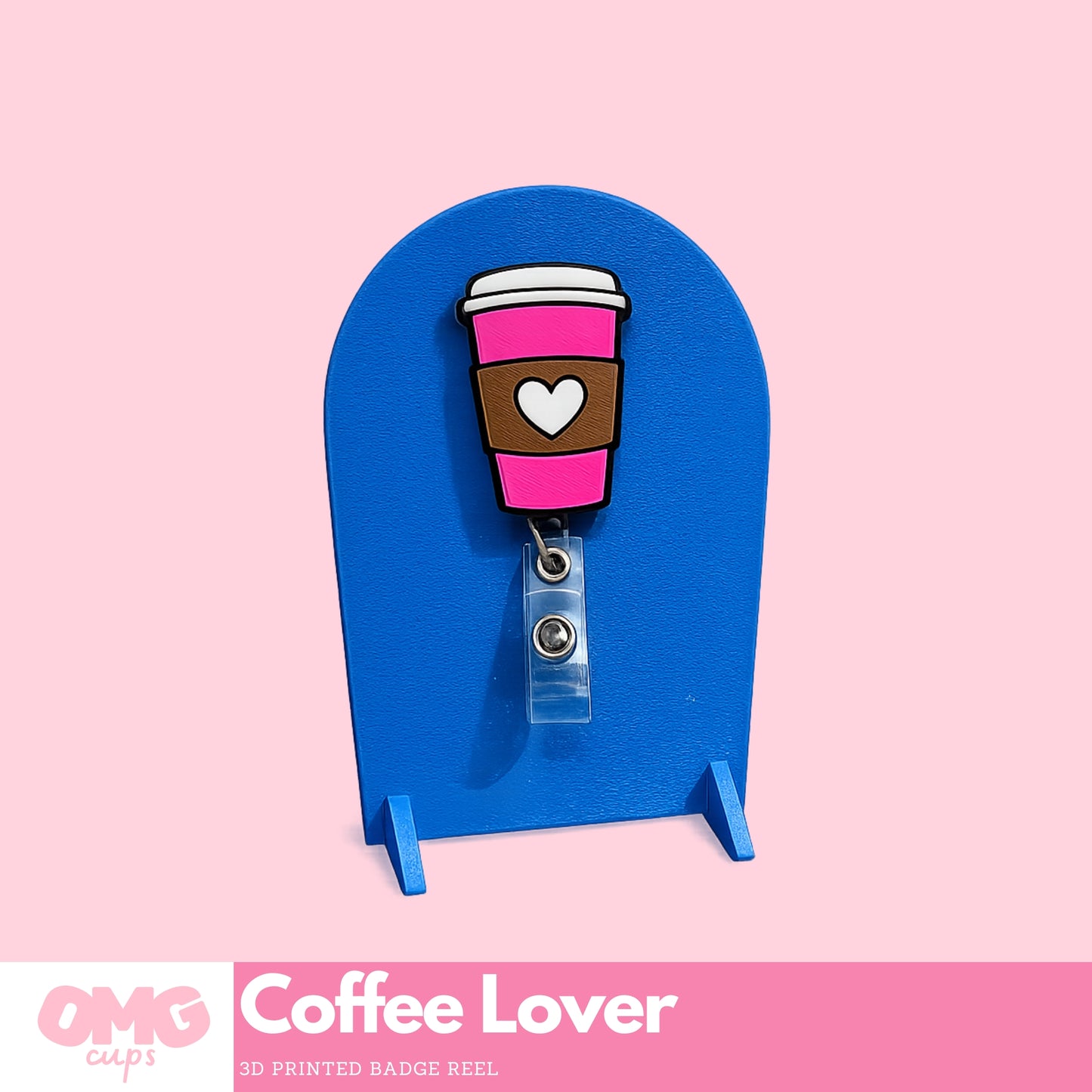 Coffee Lover Badge Reel | 3D Printed Alligator Retractable Badge Holder