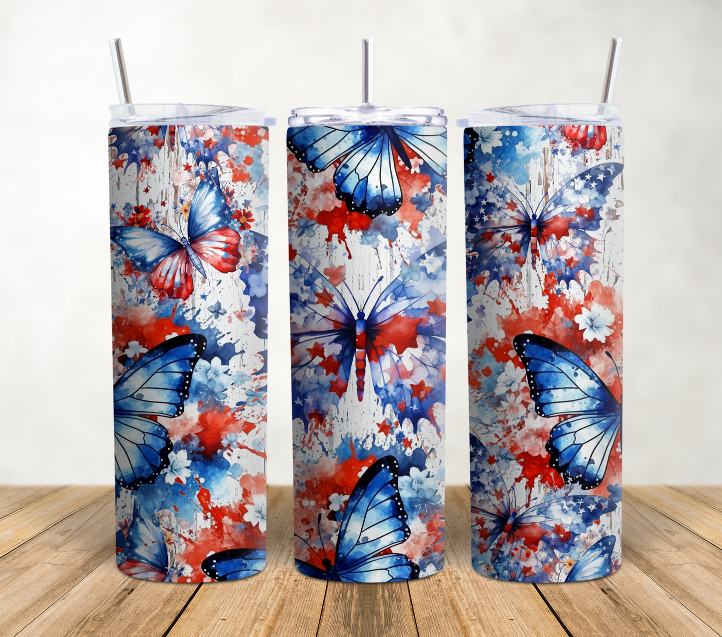 Patriotic Butterflies V2 20oz Sublimation Tumbler Wrap