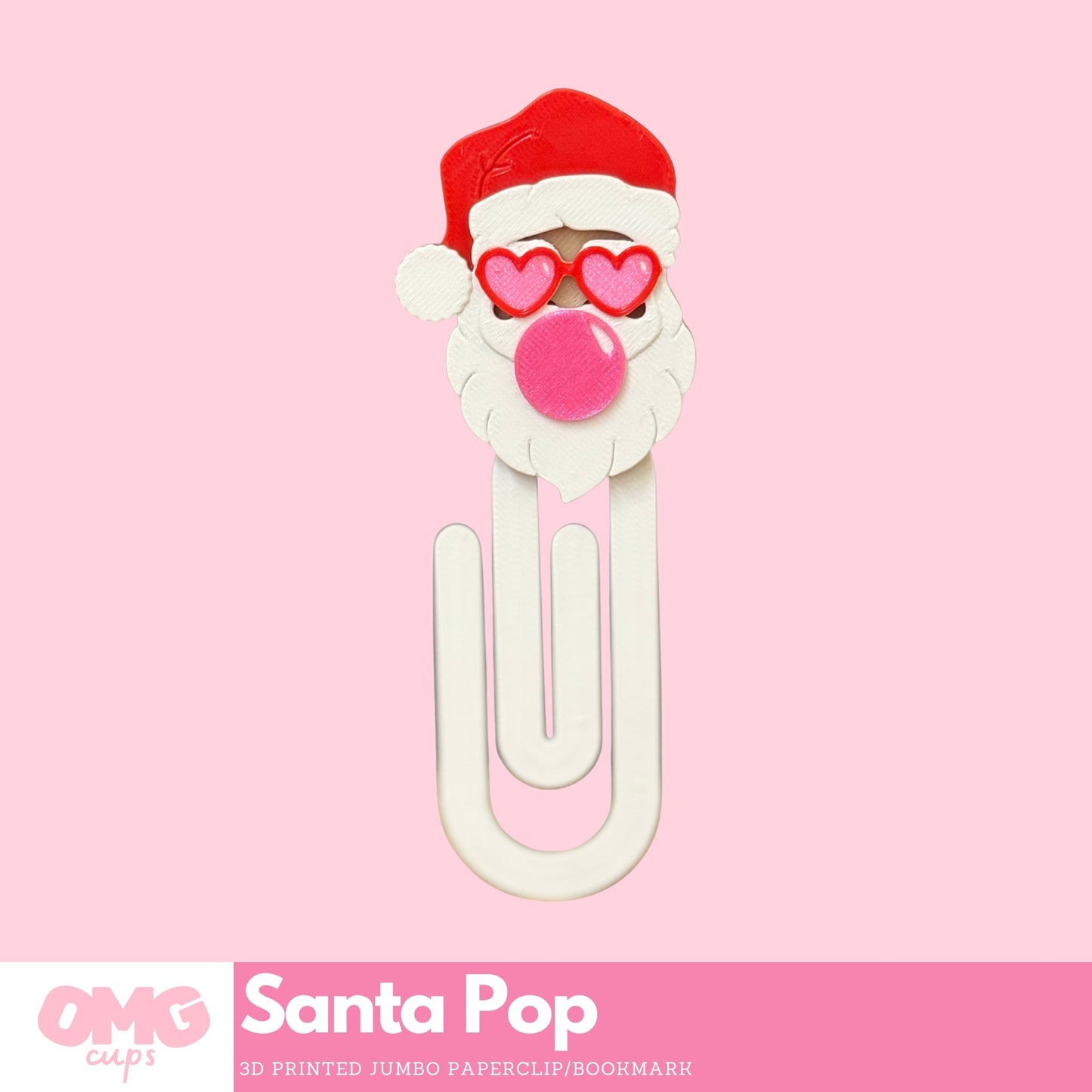 Santa Pop 3D Printed Jumbo Paperclip Bookmark