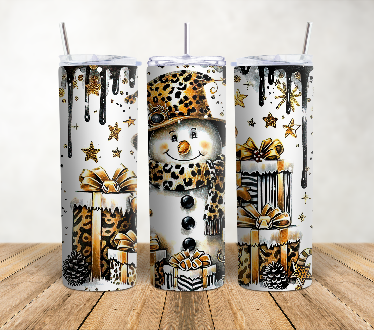 Cheetah Snowman 20oz Tumbler Wrap
