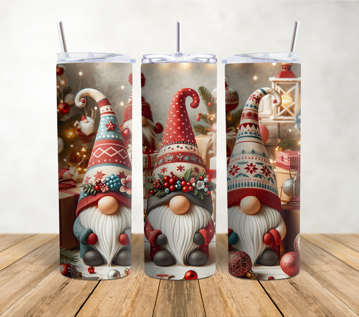 Festive Christmas Gnomes 20oz Tumbler Wrap