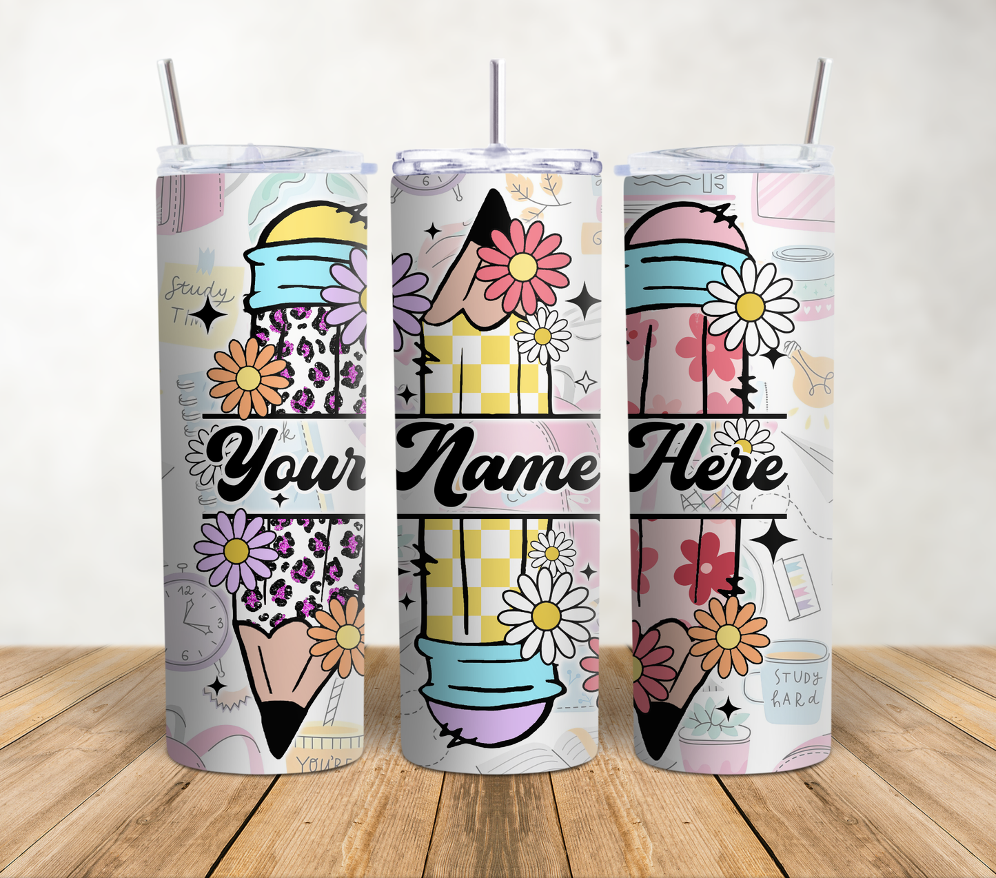 Personalized Pencil 20oz Tumbler Wrap