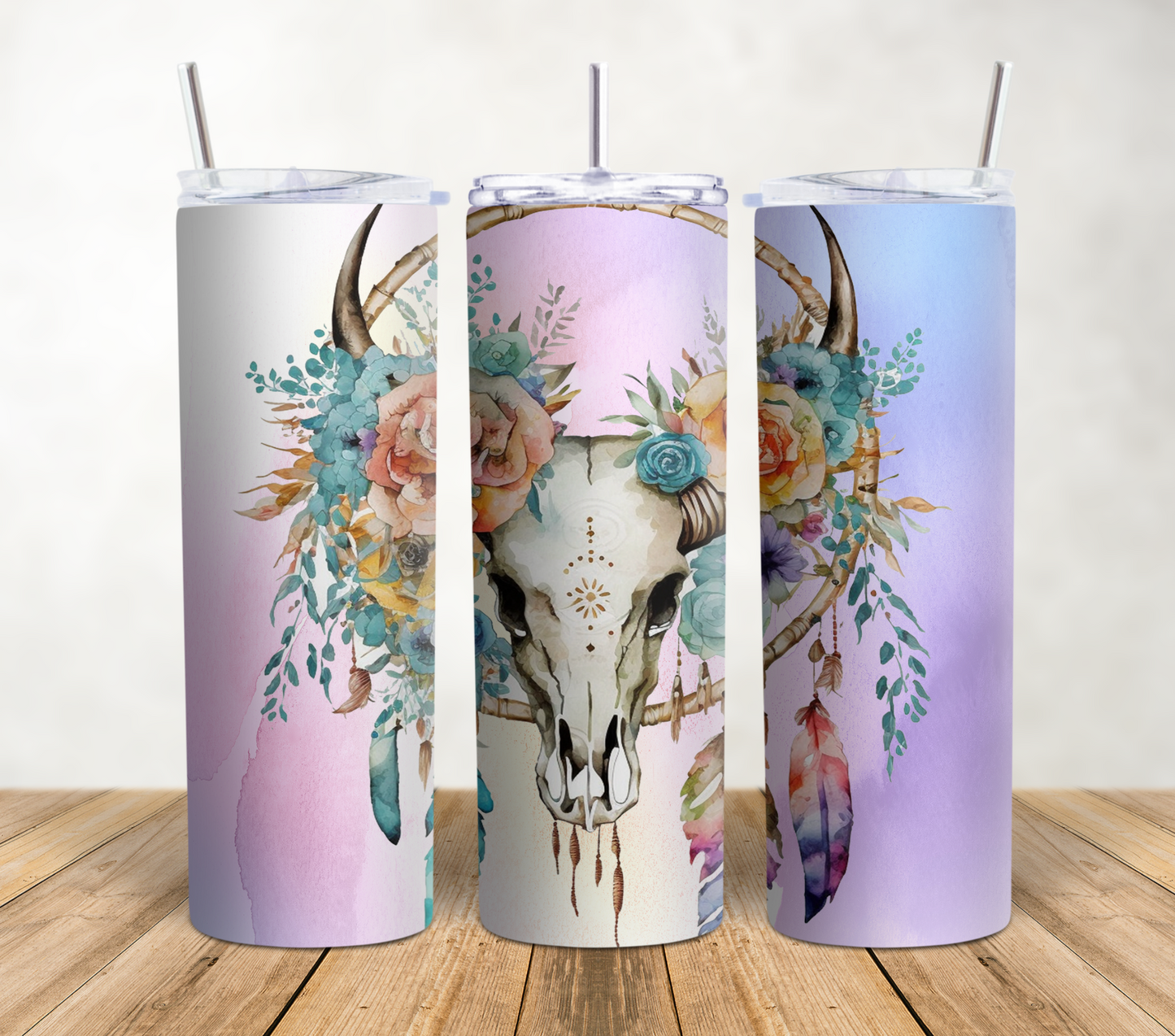 Boho Skull Flowers 20oz Sublimation Tumbler Wrap