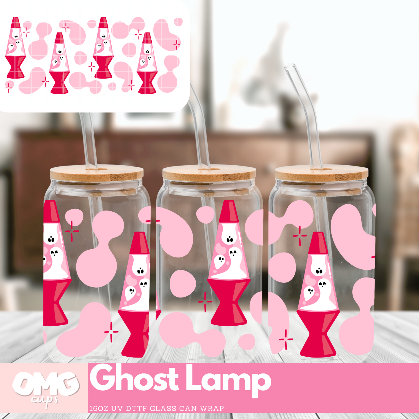 Ghost Lamp | 16oz UV Glass Can Wrap (Wrap Only - No Glass Can Included)