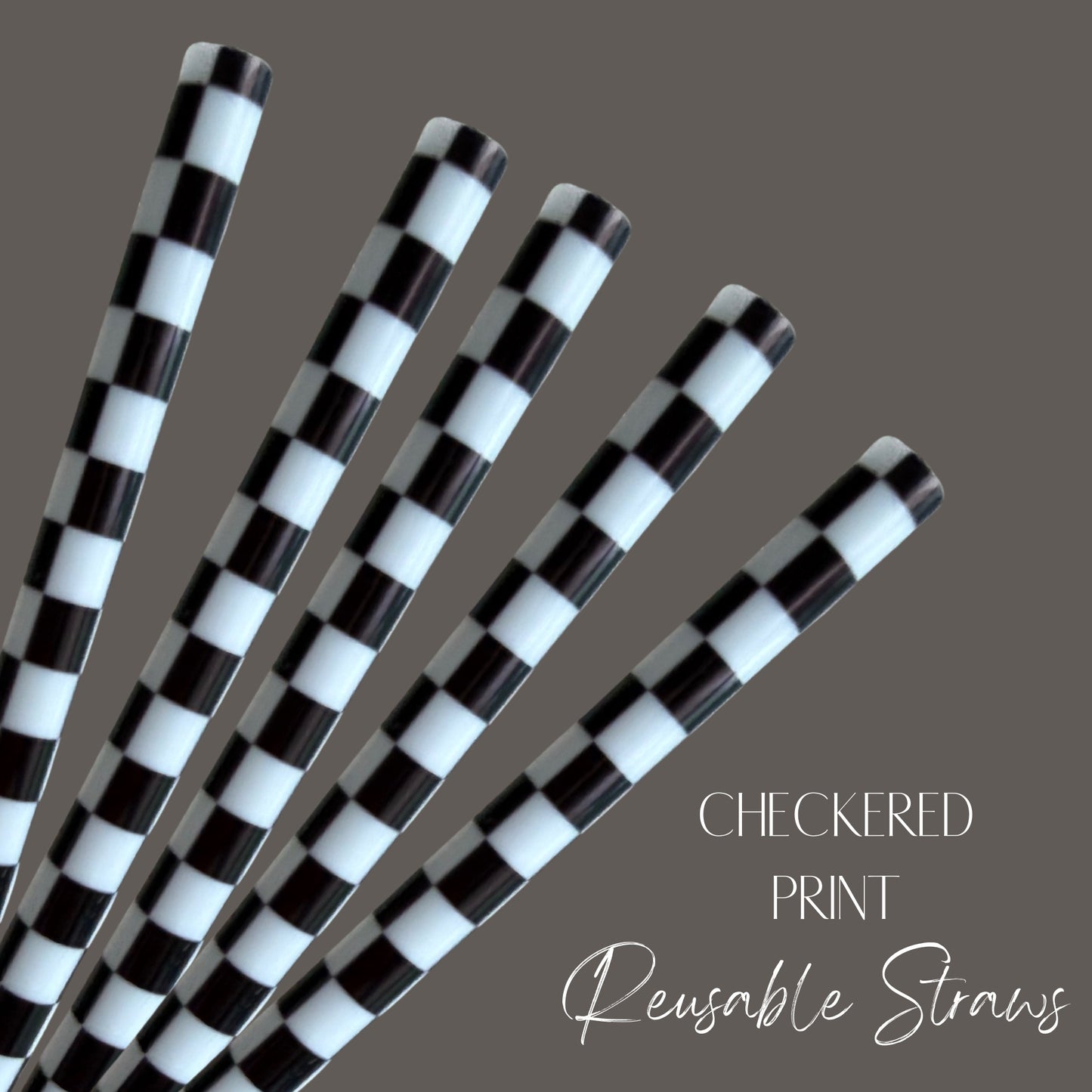 Checkered Print Straw(24oz)