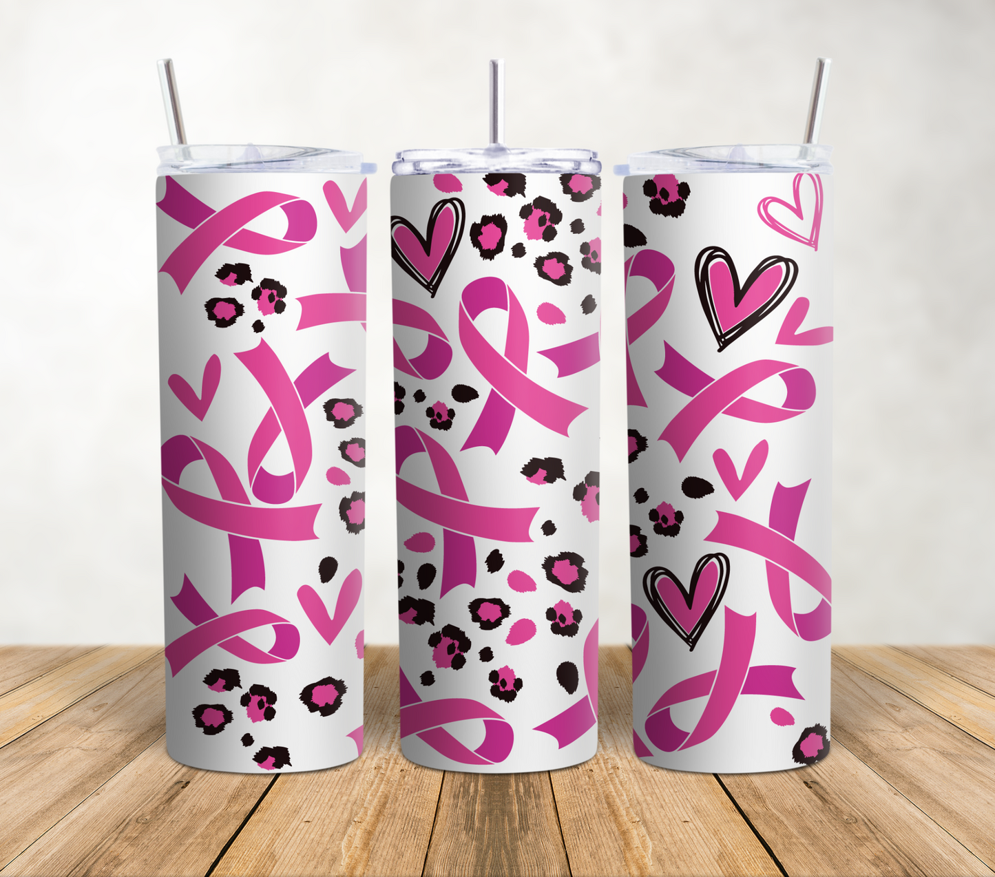 Cheetah Pink Ribbons 20oz Tumbler Wrap