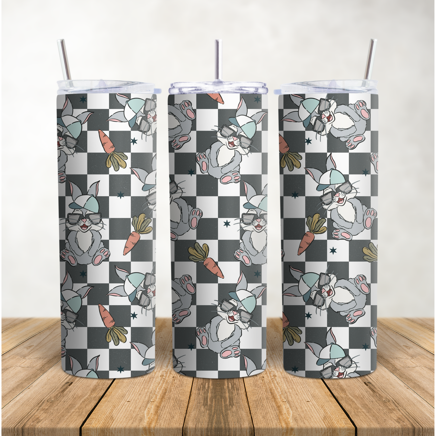 Cool Bunny Black and White 20oz Tumbler Wrap