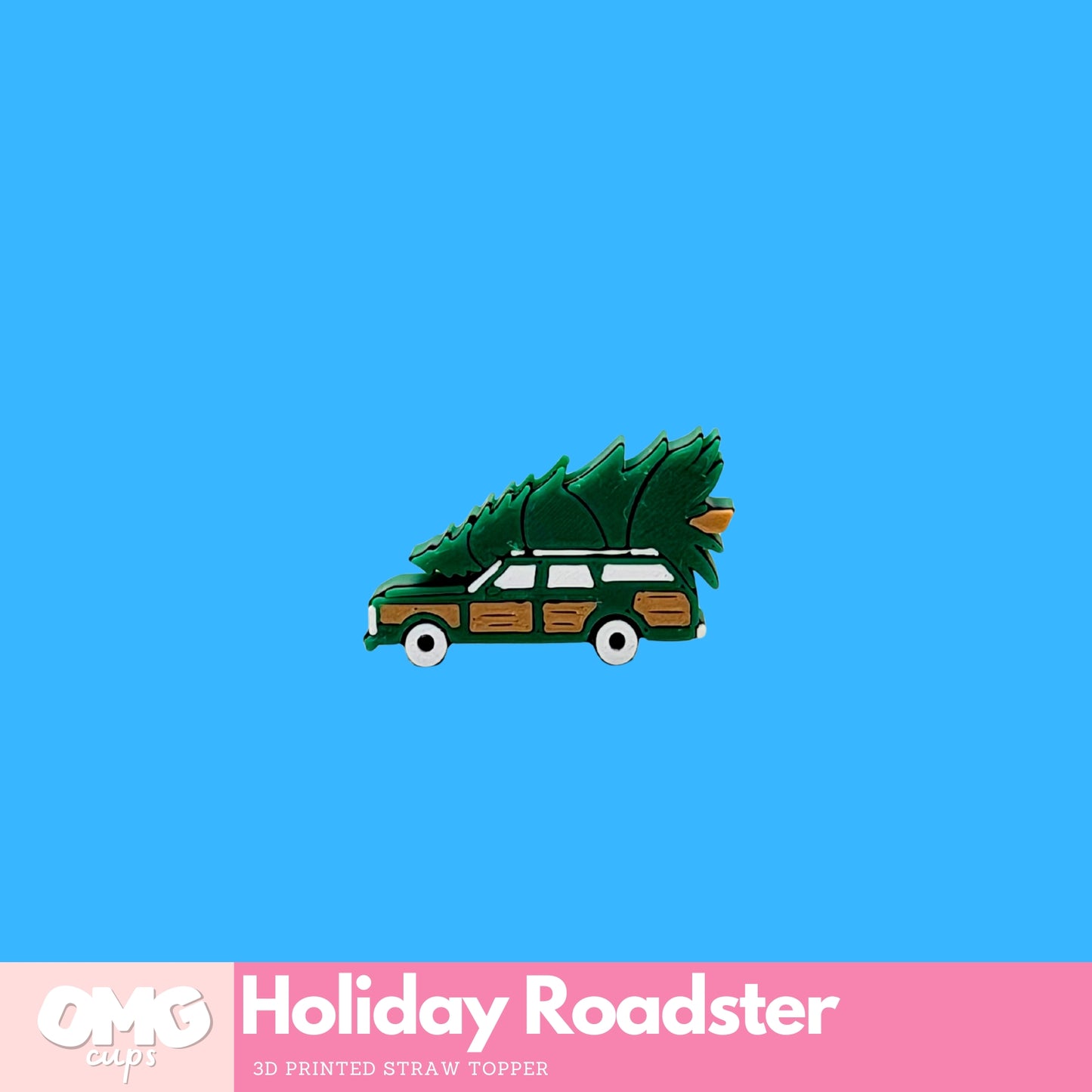 Holiday Roadster 3D Printed Straw Topper