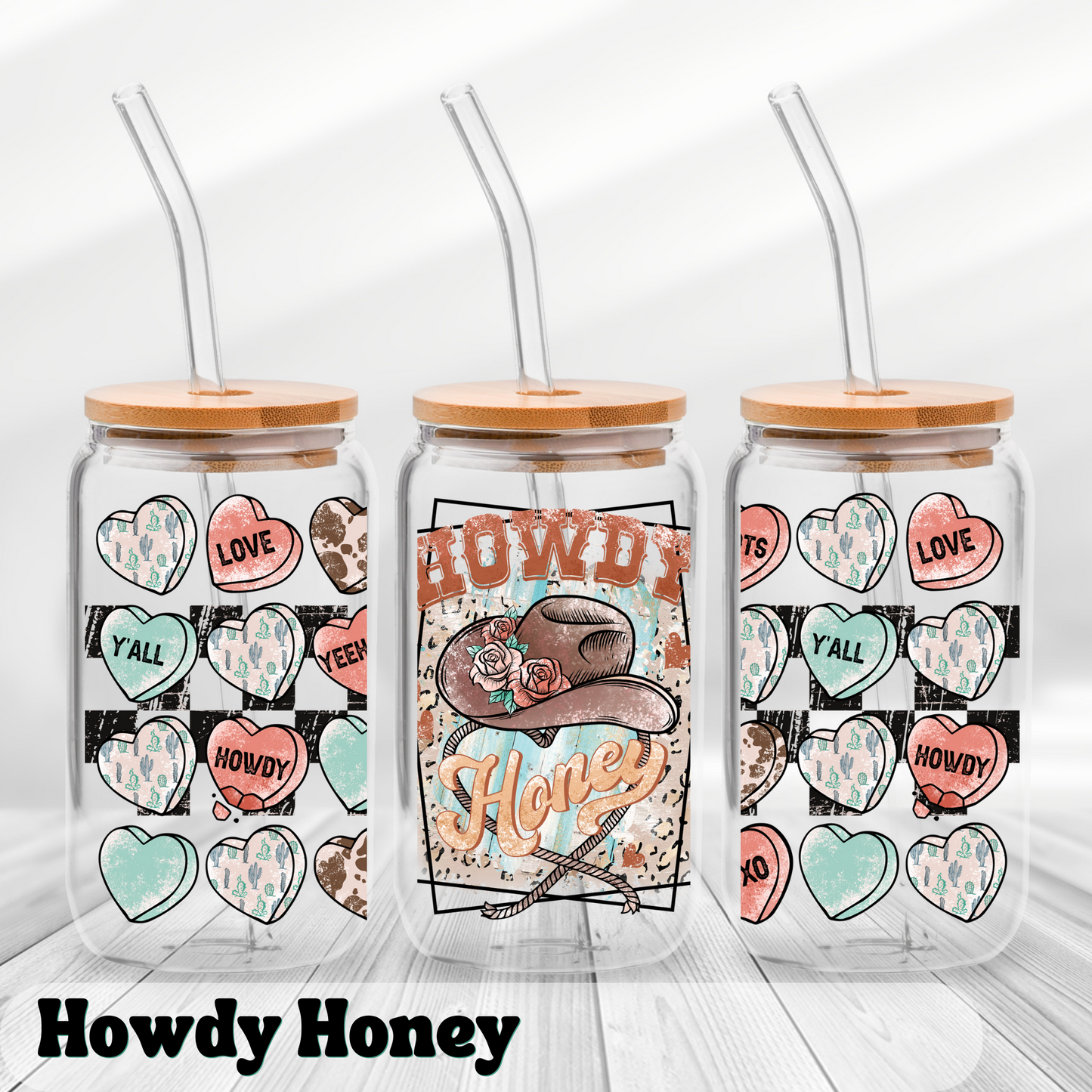 Howdy Honey | 16oz UV Glass Can Wrap (Wrap Only - No Glass Can Included)