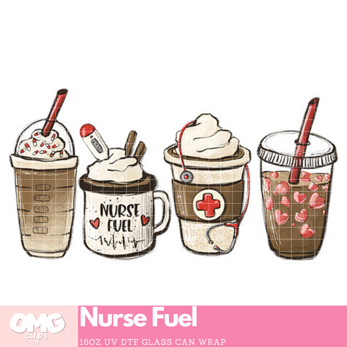Nurse Fuel | 16oz UV Glass Can Wrap (Wrap Only - No Glass Can Included)