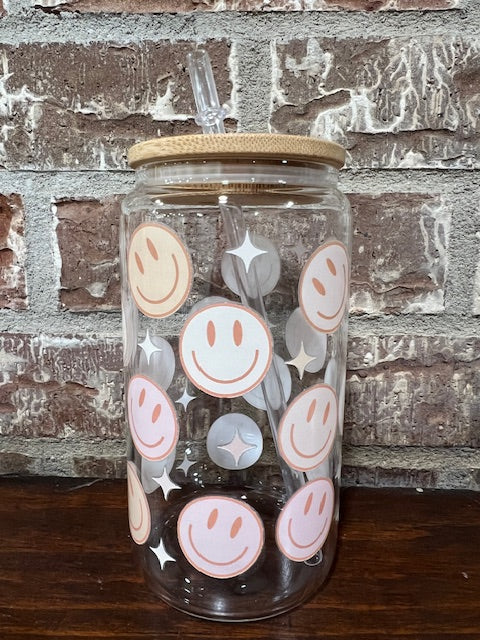 Keep Smiling 16oz Glass Can- Demo