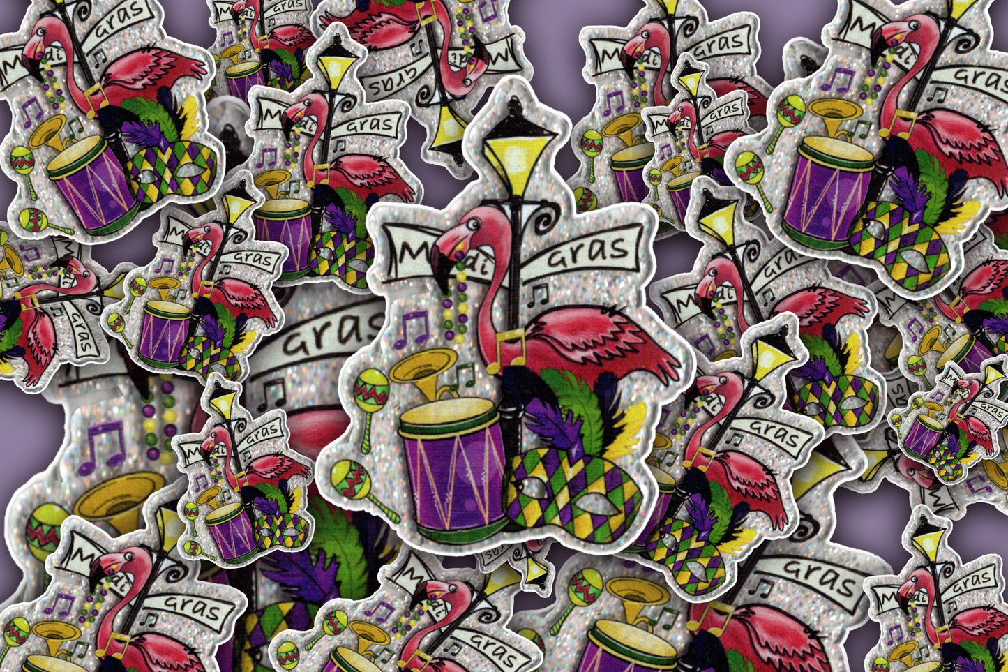Mardi Gras Flamingos | Acrylic UV Printed Blank