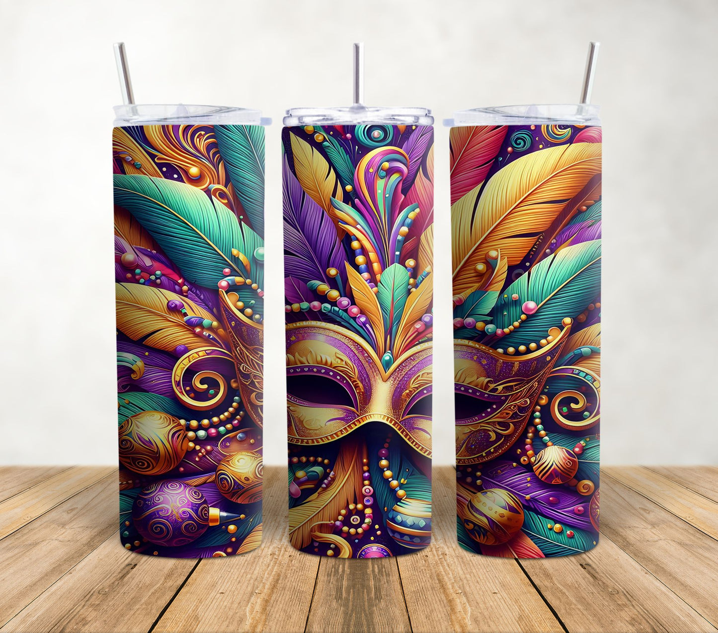 Mardi Gras Mask | 20oz Sublimation Tumbler Wrap
