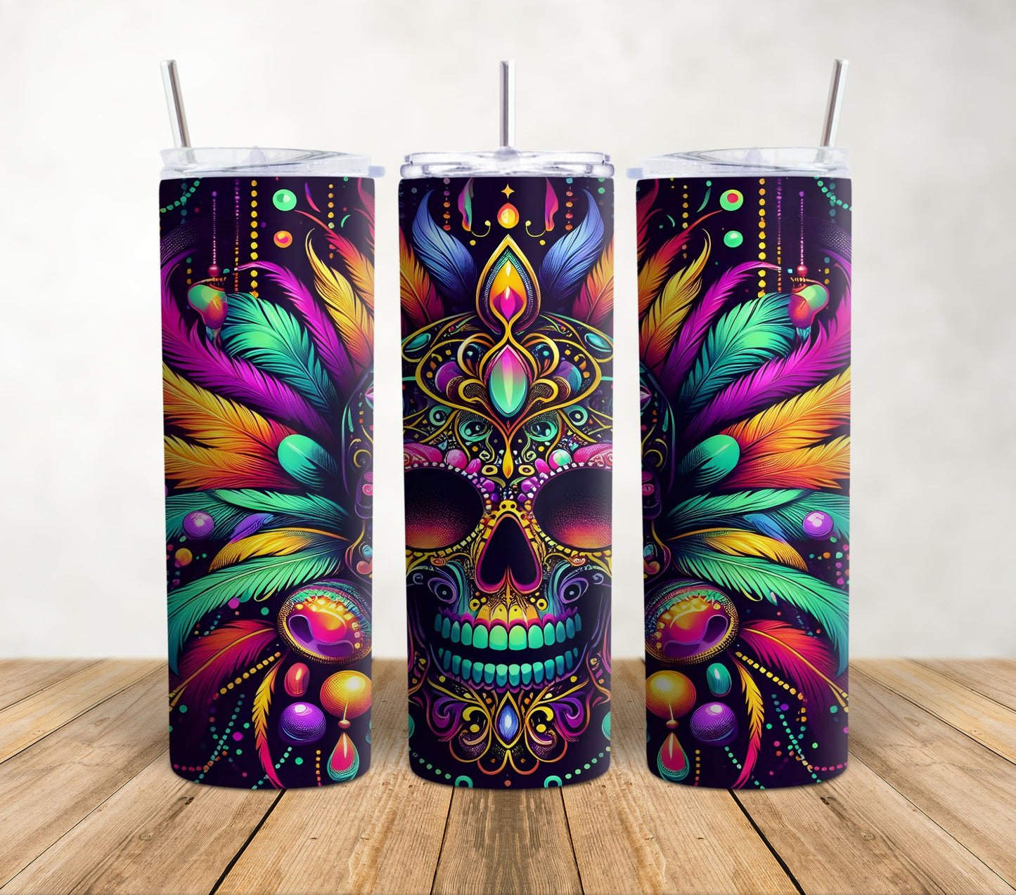Mardi Gras Skull | 20oz Sublimation Tumbler Wrap