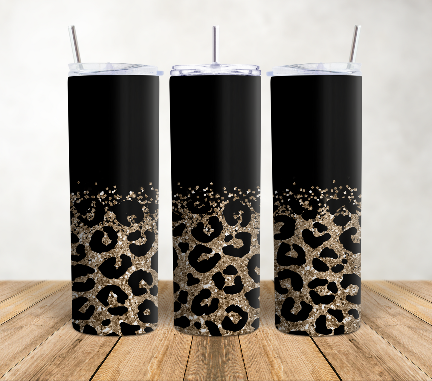 Gold Glitter Leopard - 20oz Tumbler Wrap