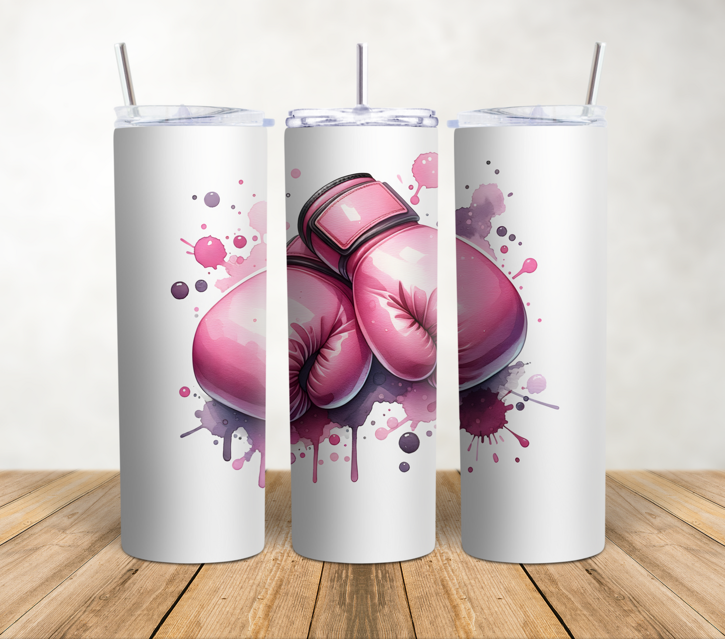 Pink Fighter Watercolor 20oz Tumbler Wrap