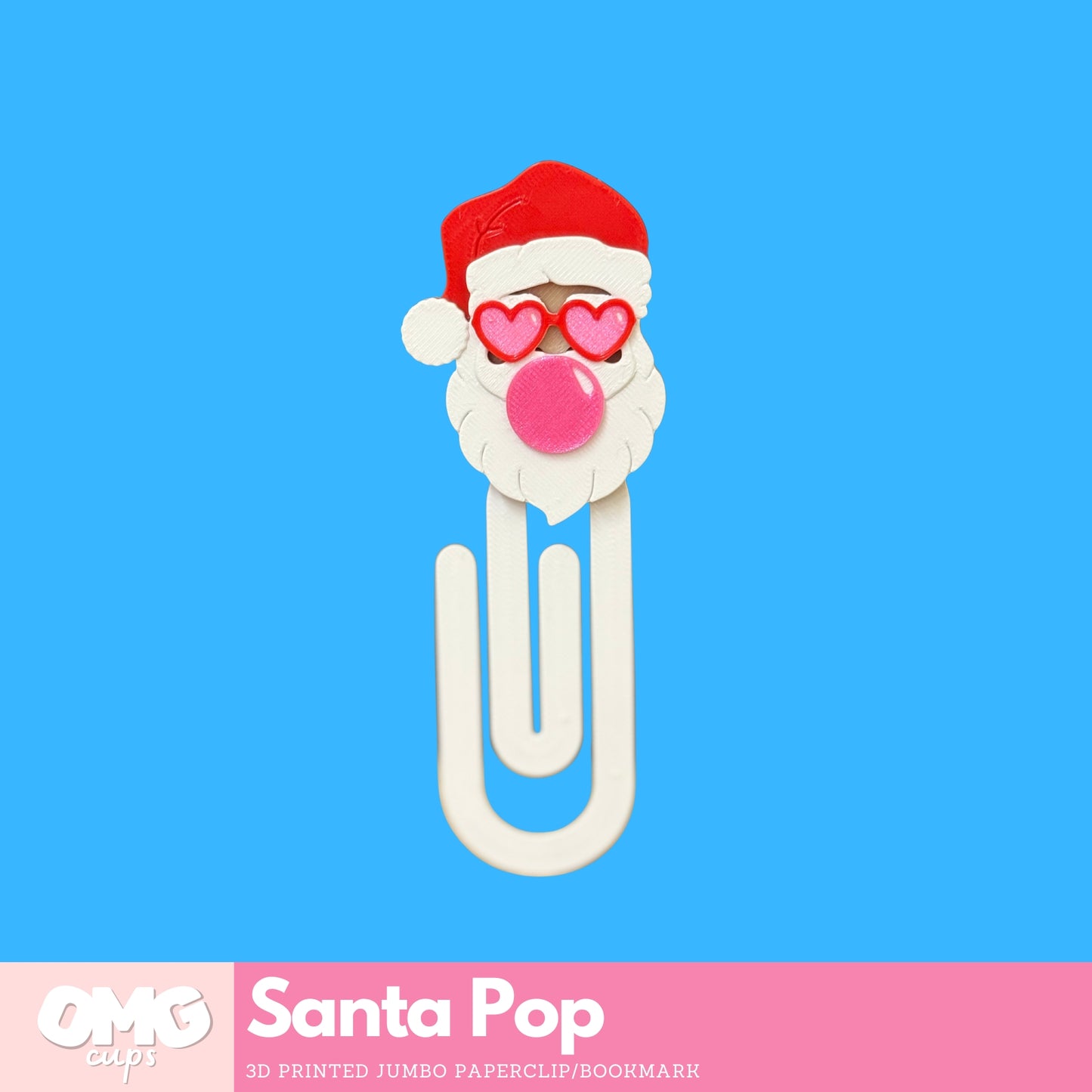 Santa Pop 3D Printed Jumbo Paper Clip Bookmark