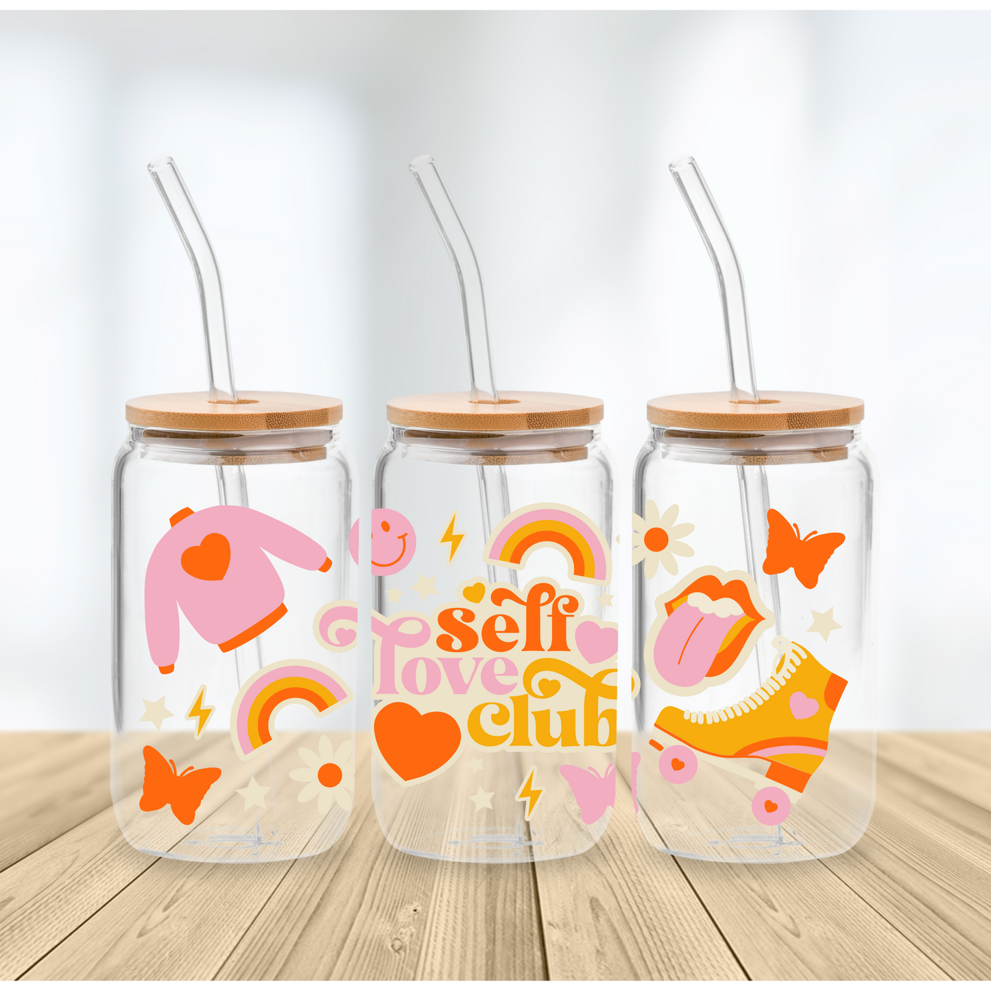 Self Love Club | 16oz UV Glass Can Wrap (Wrap Only - No Glass Can Included)