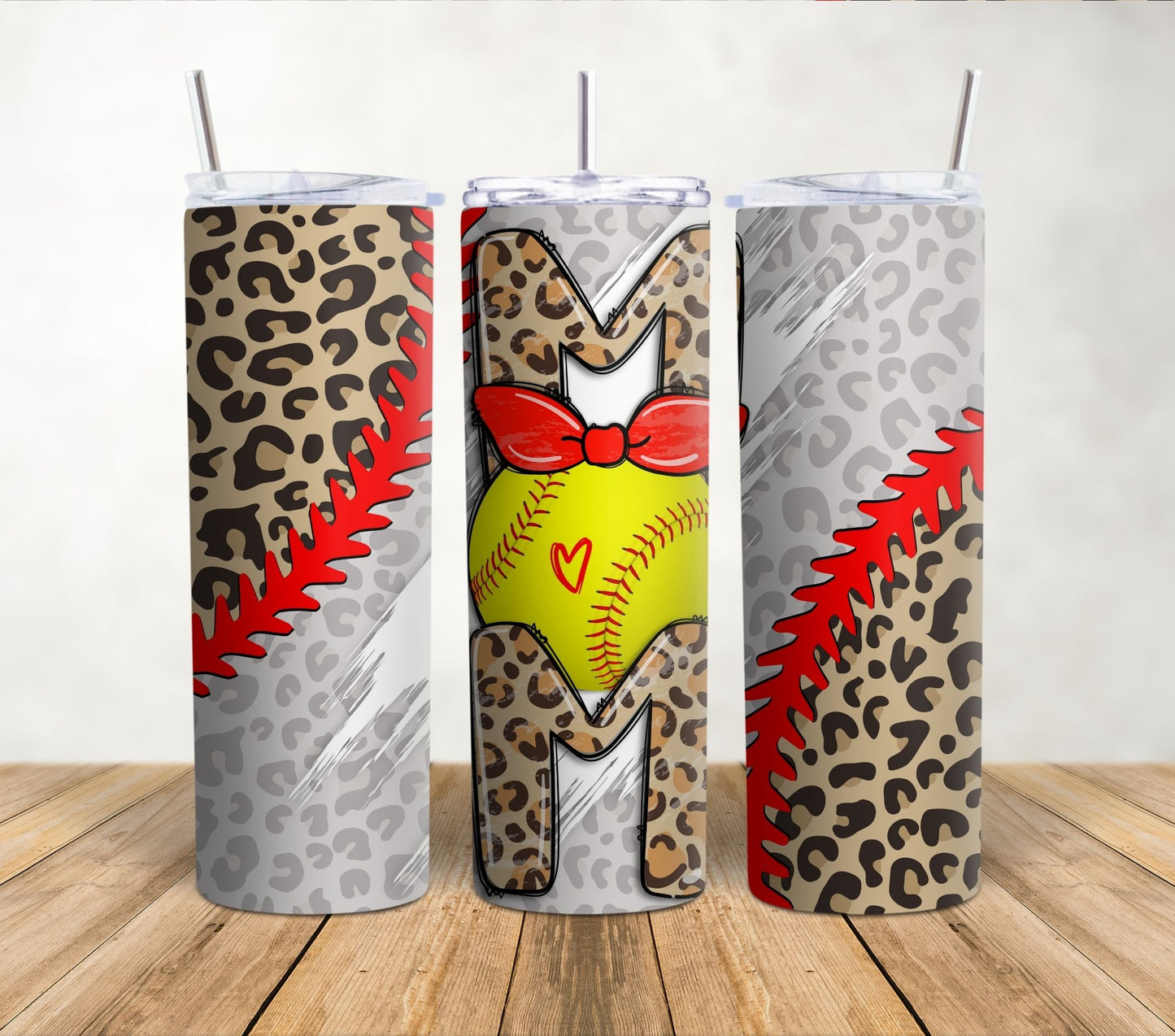 Softball Leopard Mom | 20oz Sublimation Tumbler Wrap