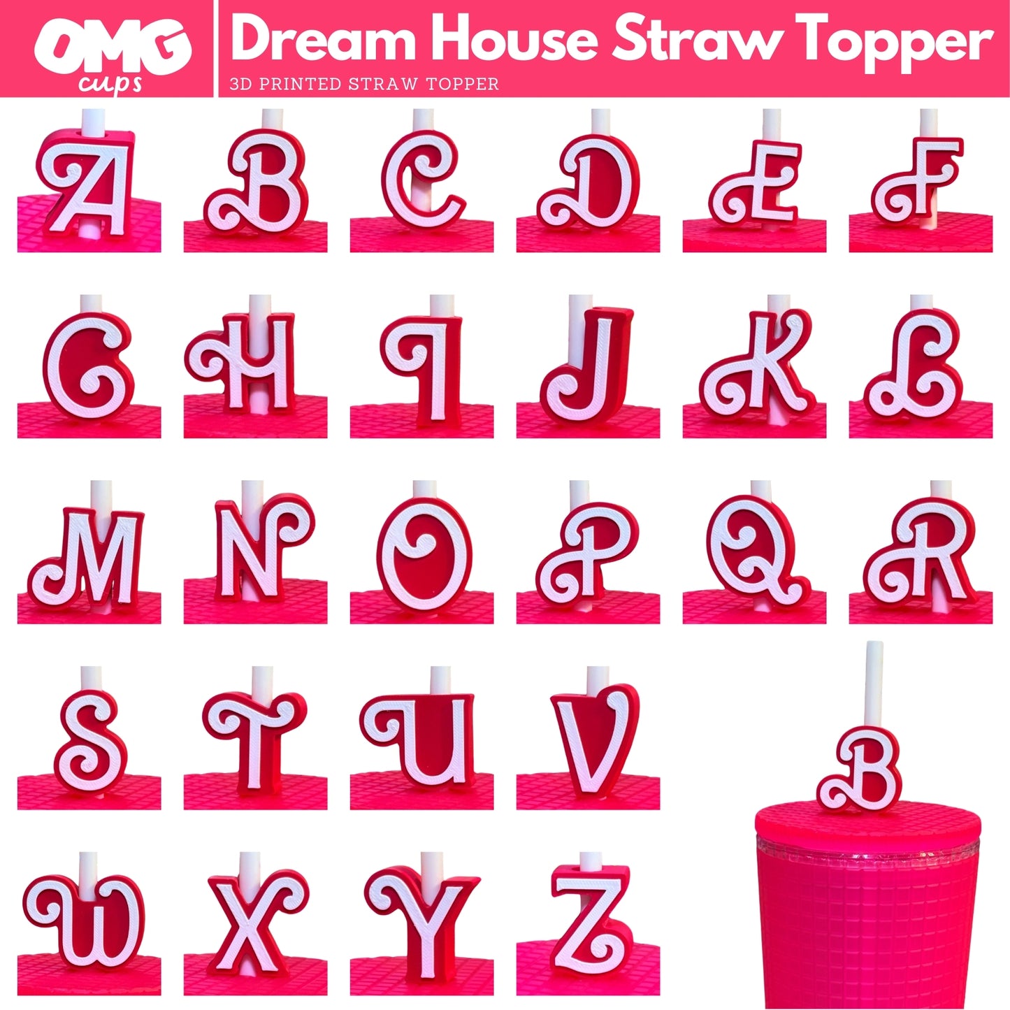Dream House Initial Straw Topper