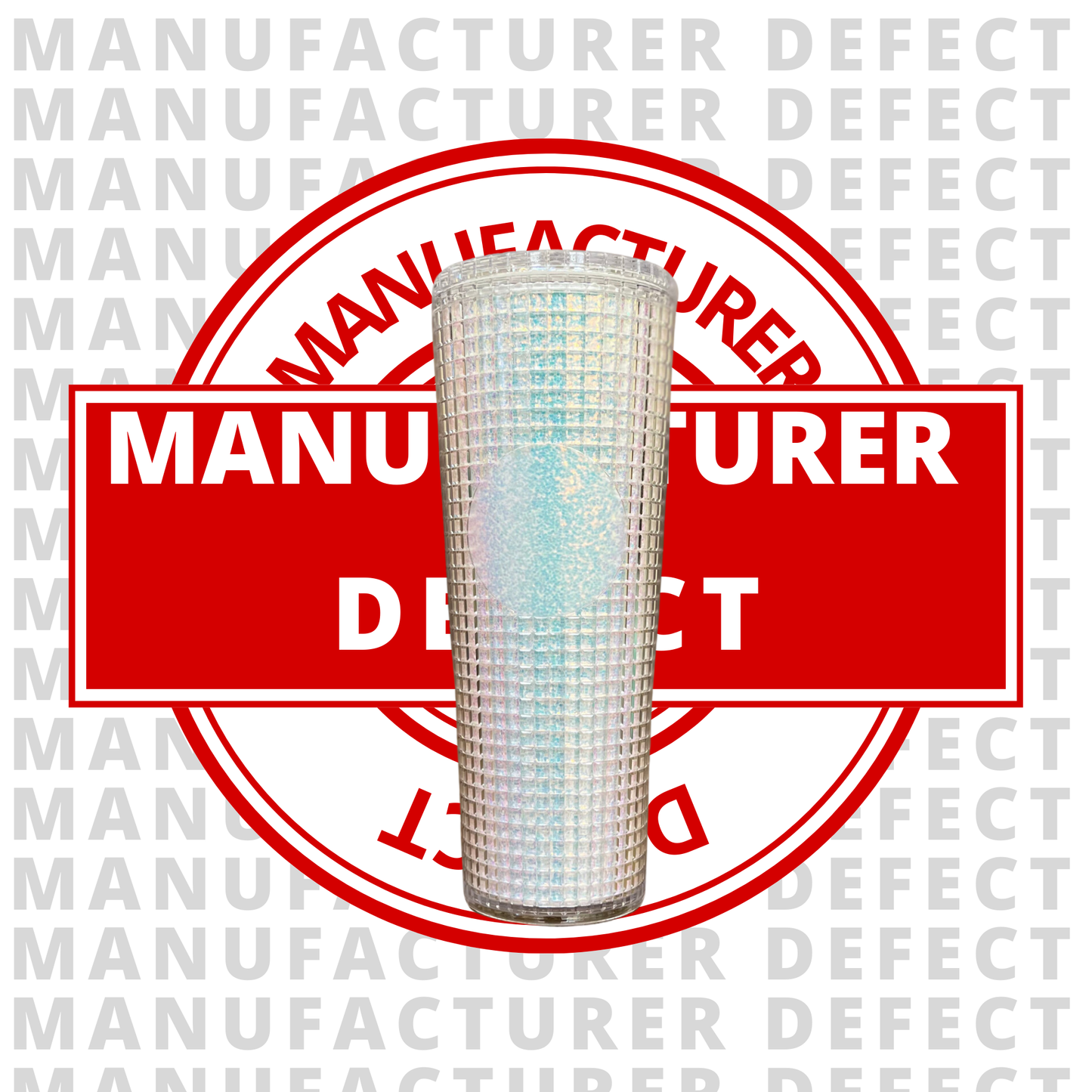 Clear Iridescent with Glitter Grid Tumbler (24oz)- Manufacturers Defect