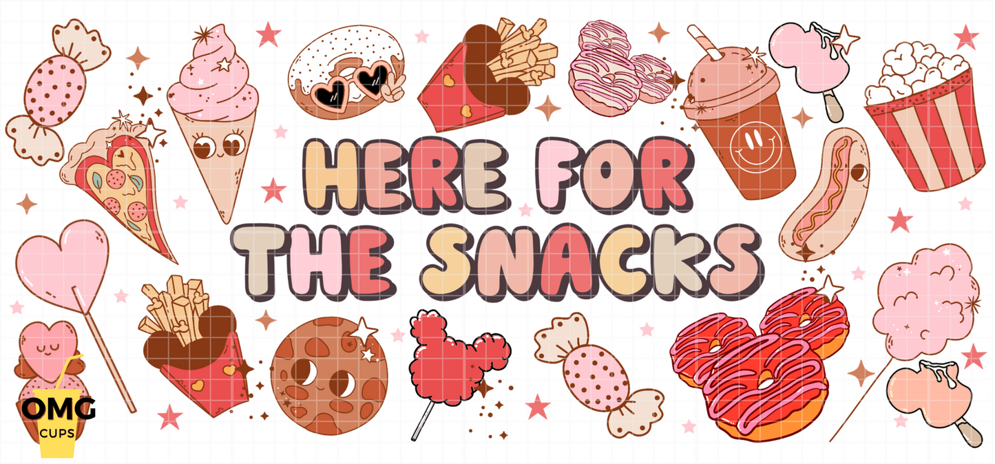 Here for the Snacks | 16oz UV Glass Can Wrap (Wrap Only - No Glass Can Included)