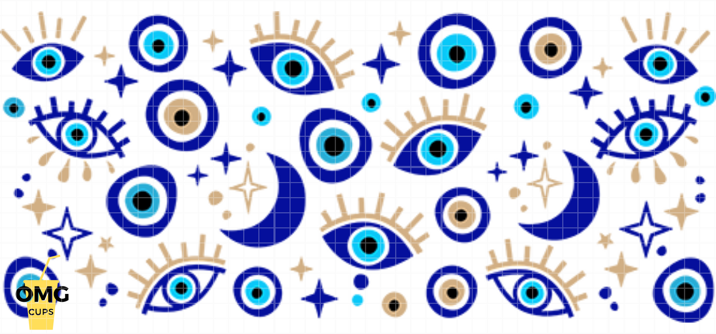 Evil Eye Wrap | 16oz UV Glass Can Wrap (Wrap Only - No Glass Can Included)