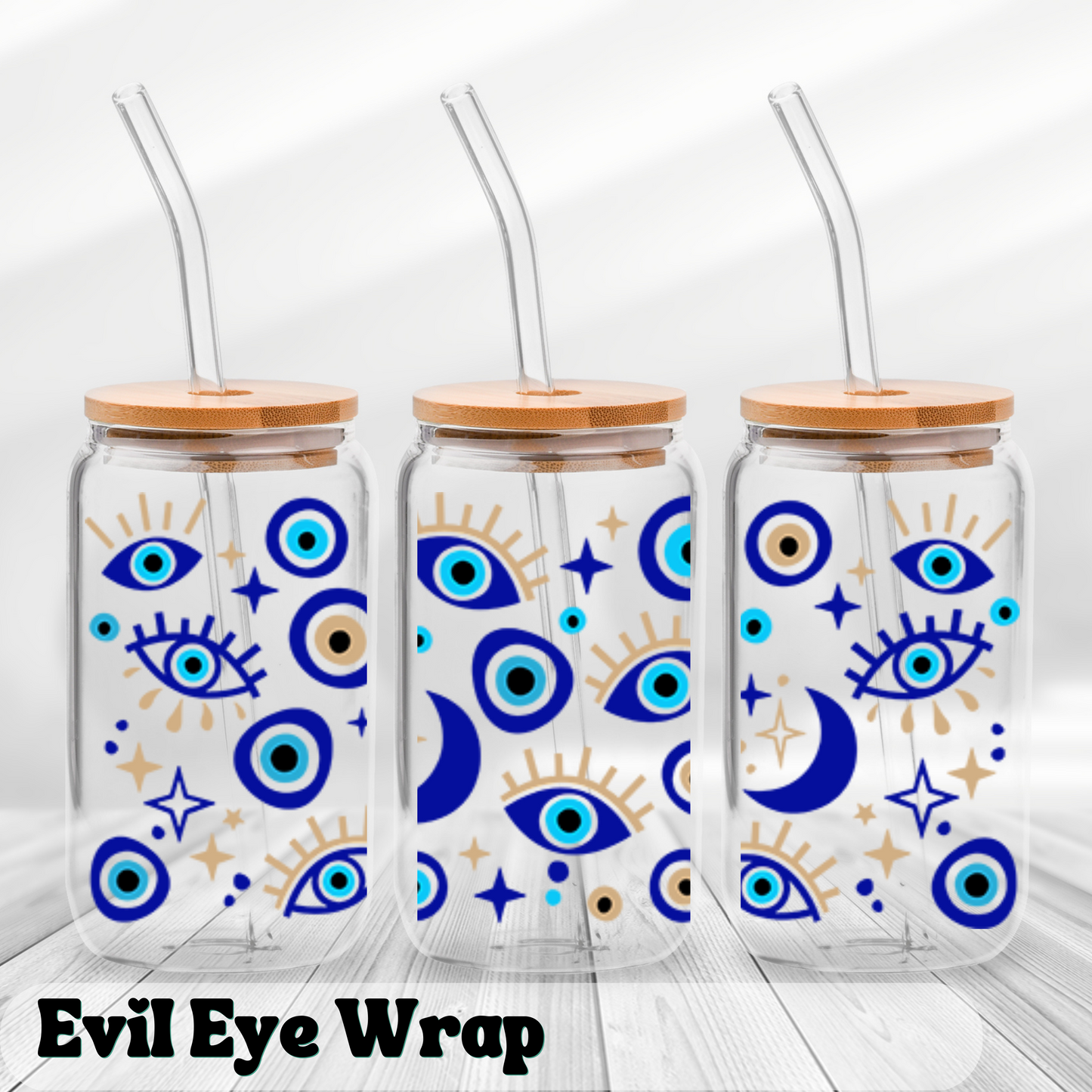 Evil Eye Wrap | 16oz UV Glass Can Wrap (Wrap Only - No Glass Can Included)