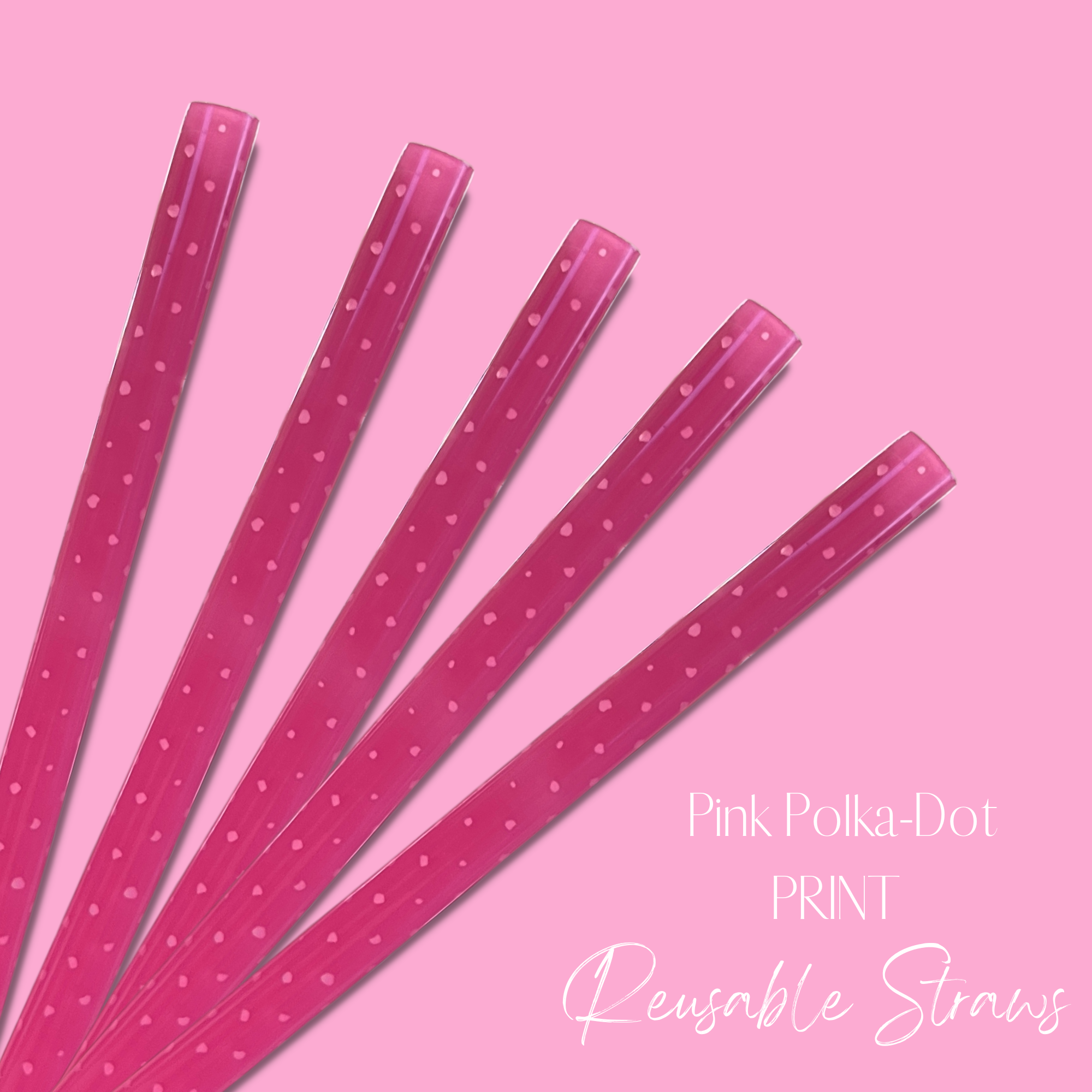 Pink Polka - Dots Reusable Straw (16oz) - Individual – OMG Cups!