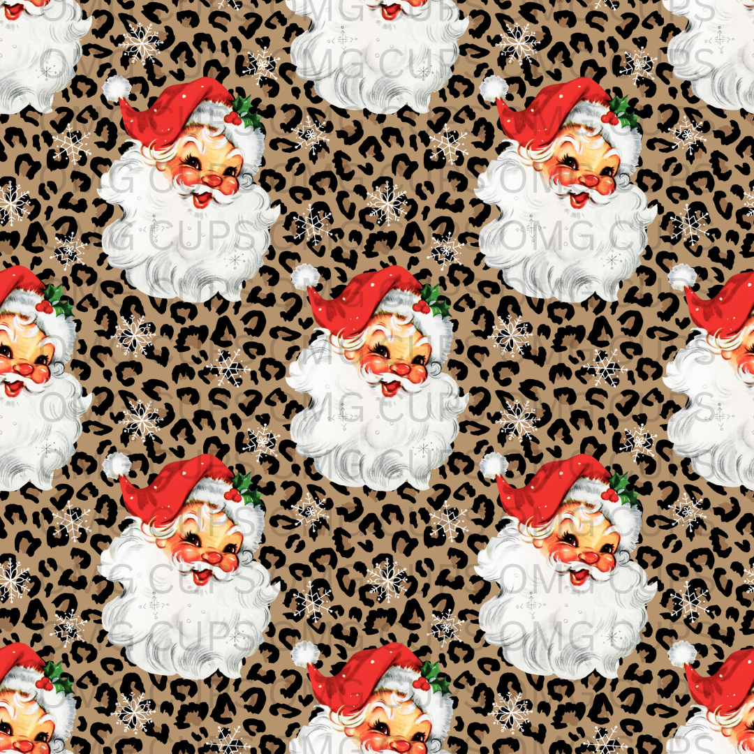 Red Vintage Santa Leopard 12x12 Vinyl Sheet