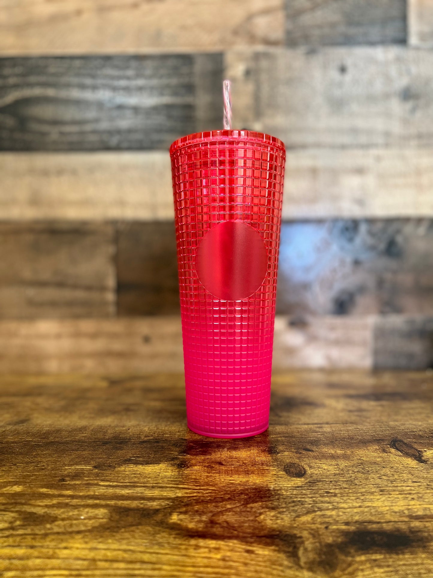 Hot Pink Grid Tumbler (24oz)