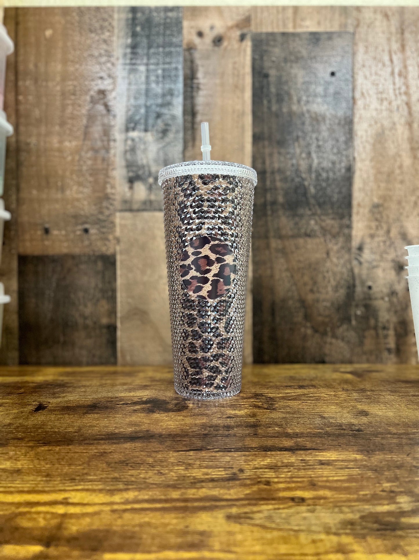 Animal Print Studded Tumbler (24oz)