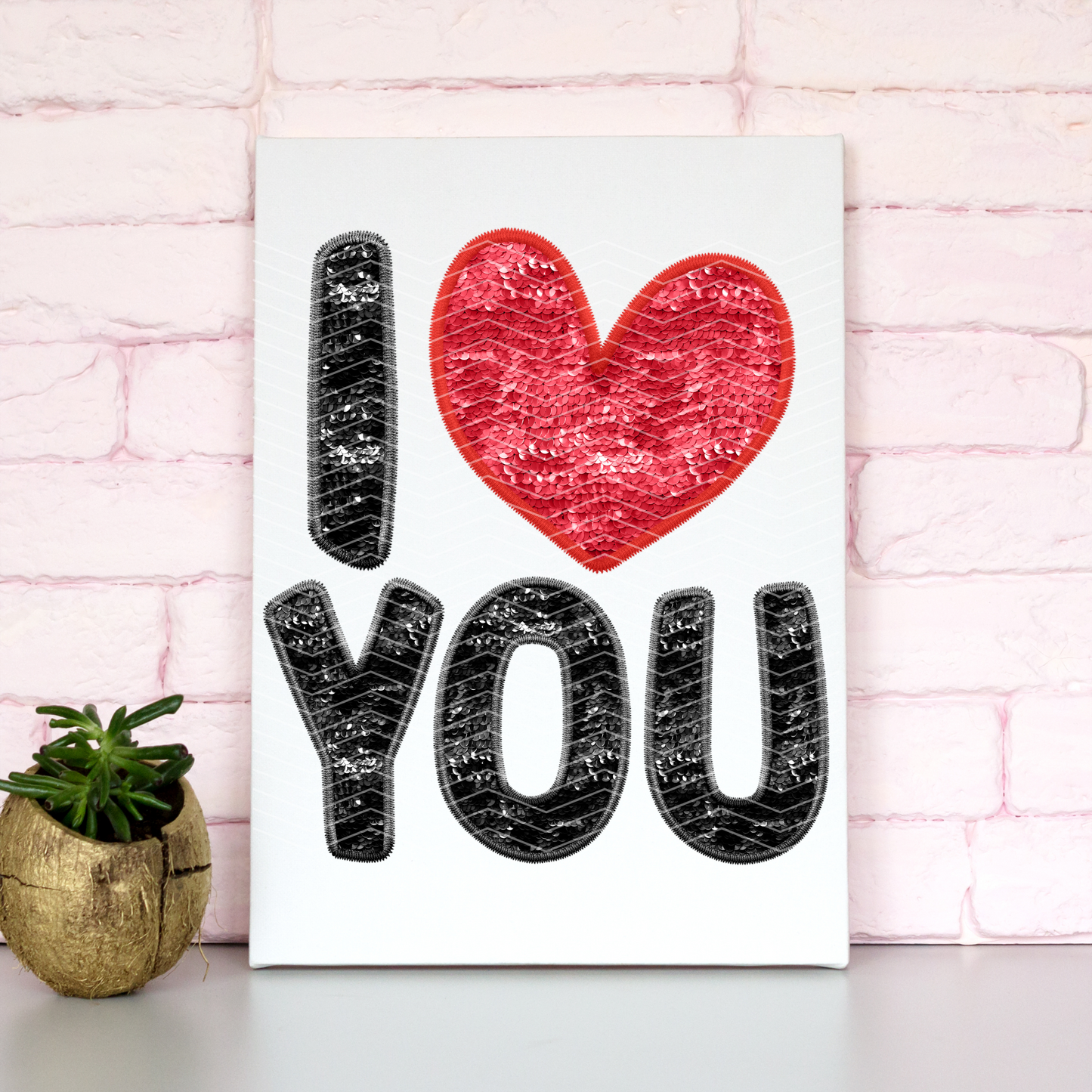 I Love You Faux Sequin + Embroidery | DTF Transfer