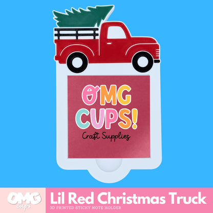 Lil Red Christmas Truck Sticky Note Holder – 3D Printed Desk Organizer