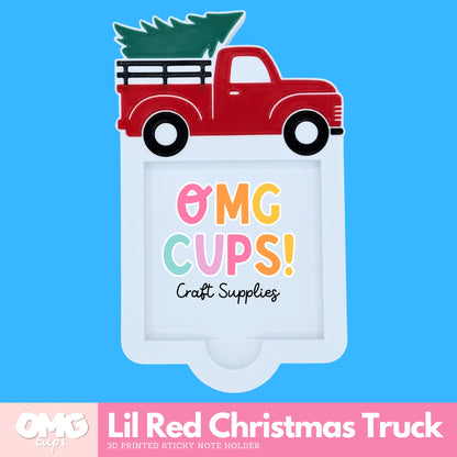 Lil Red Christmas Truck Sticky Note Holder – 3D Printed Desk Organizer