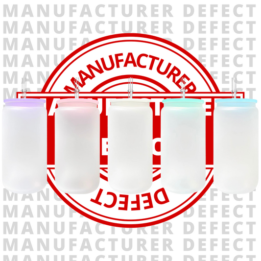 Manufacturer Defect - Frosted Sublimation Glass Can (Plastic Colorful Lids) 16oz