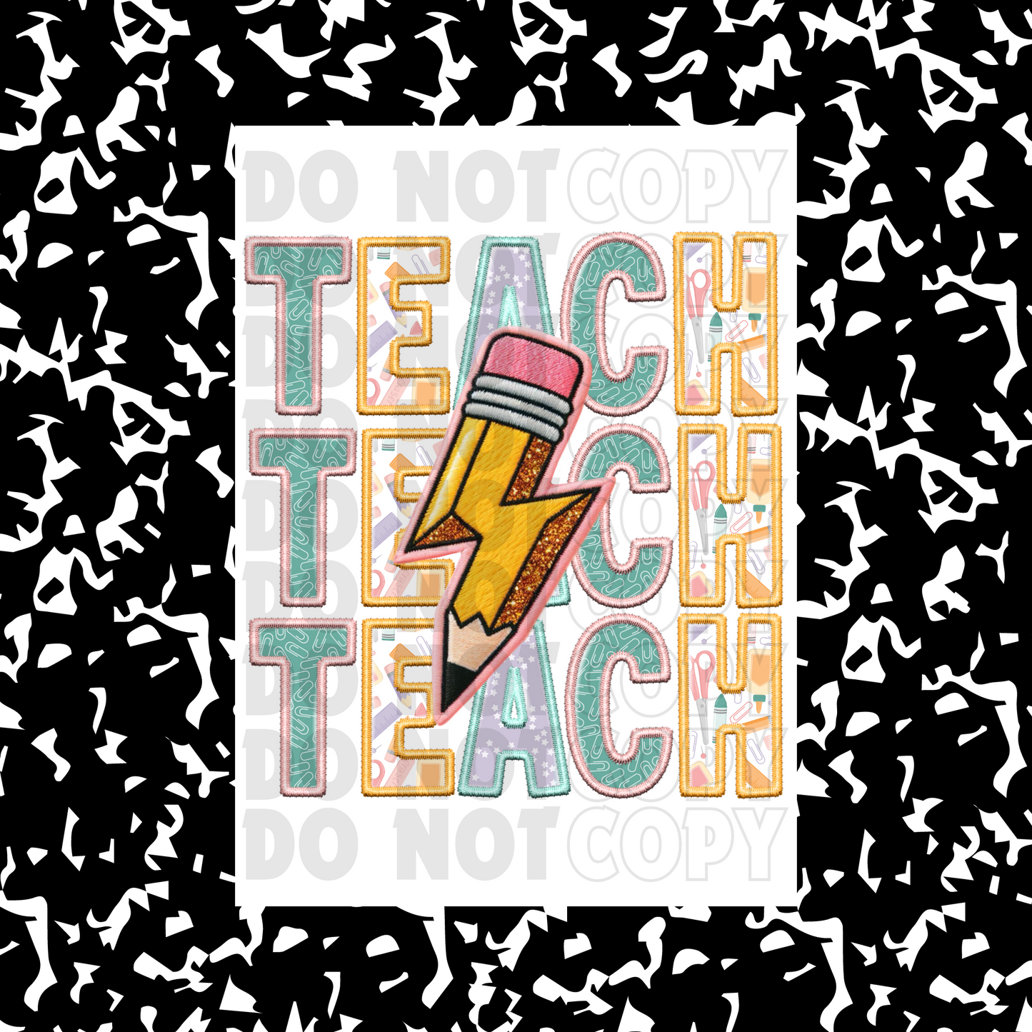 Teach Pink Faux Embroidery | DTF Transfer