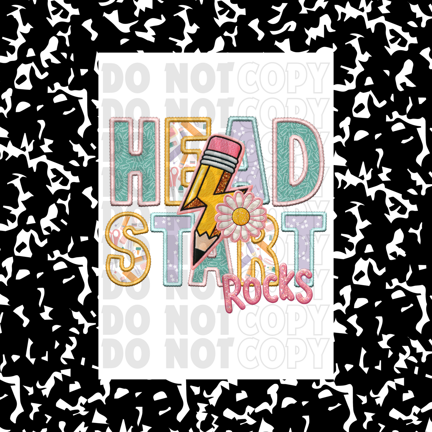 Head Start Pink Faux Embroidery | DTF Transfer
