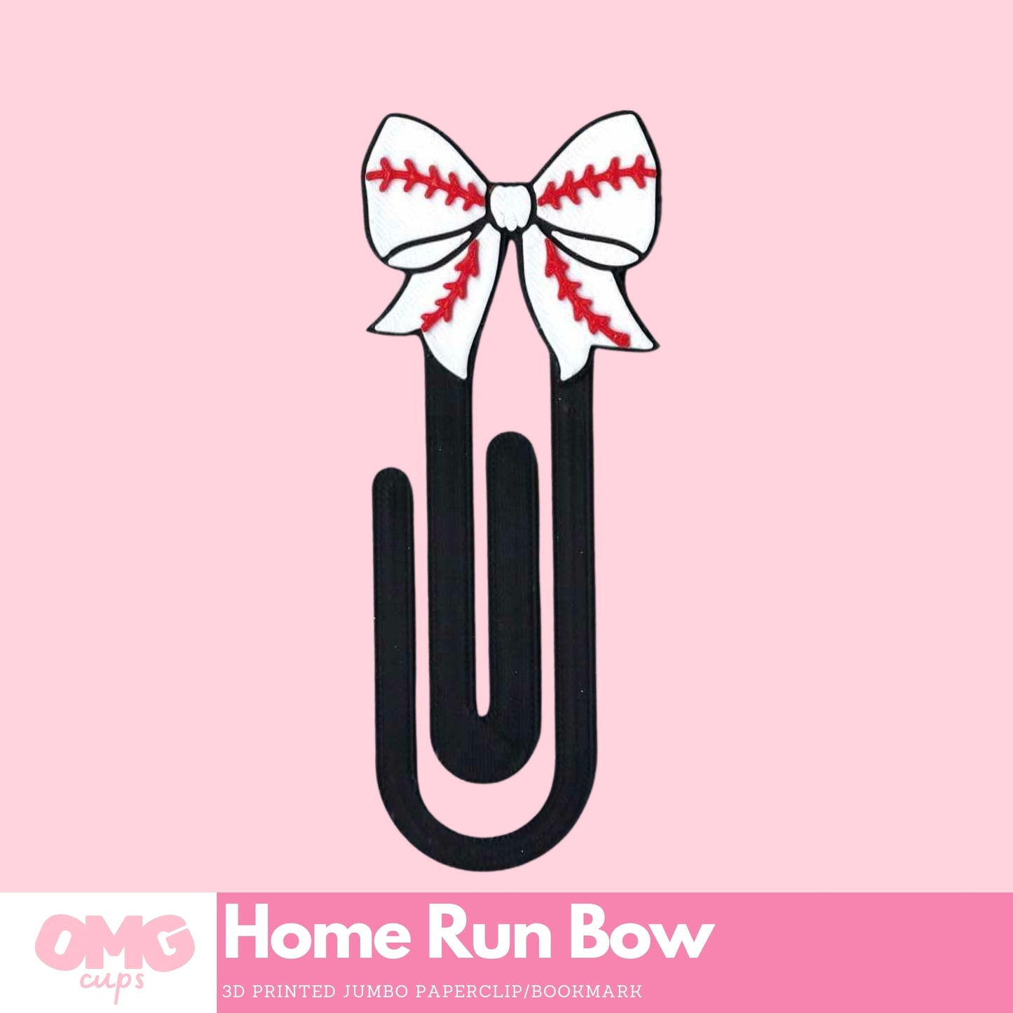 Home Run Bow 3D Printed Jumbo Paperclip Bookmark