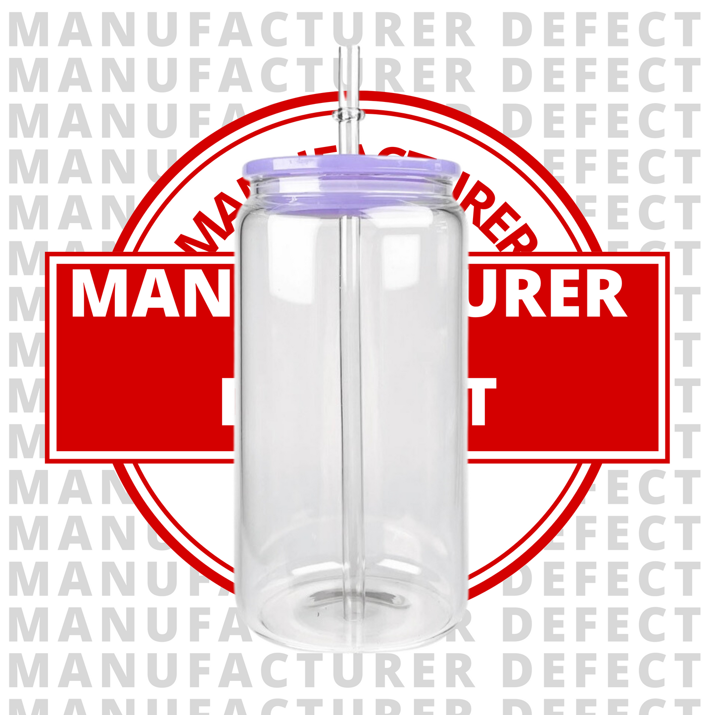 Manufacturer Defect - Clear Sublimation Glass Can (Plastic Colorful Lids) 16oz