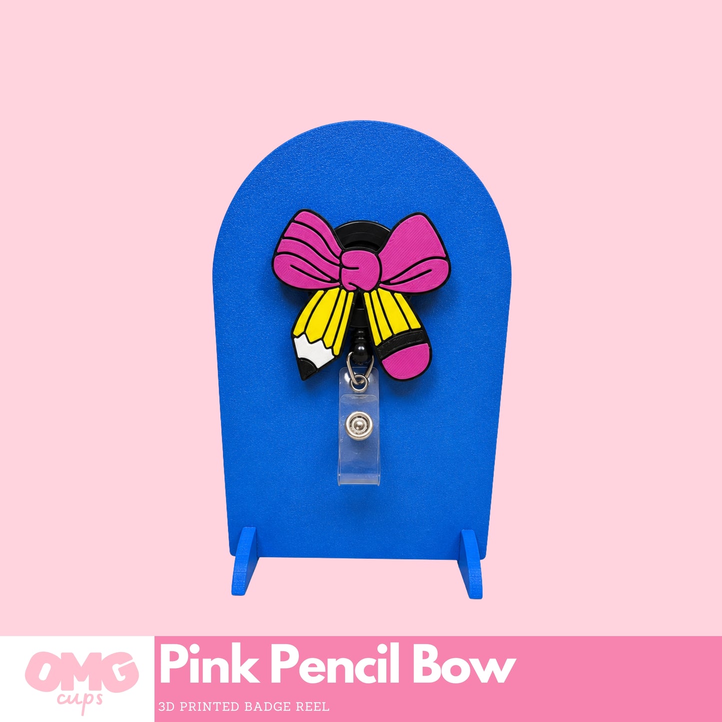 Pencil Bow Badge Reel | 3D Printed Alligator Retractable Badge Holder