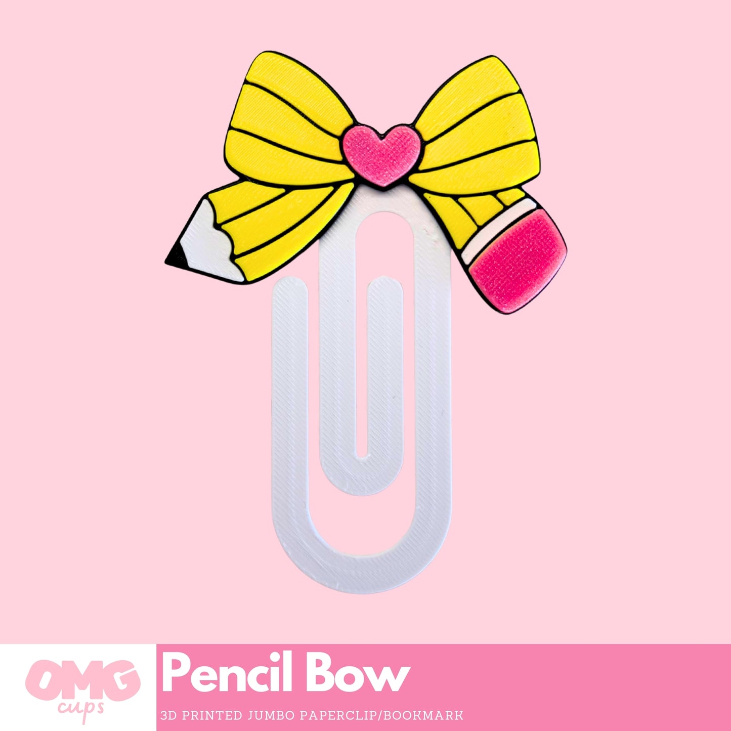 Pencil Bow 3D Printed Jumbo Paperclip Bookmark