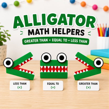 3D Printed Alligator Math Helpers (Set of 3)