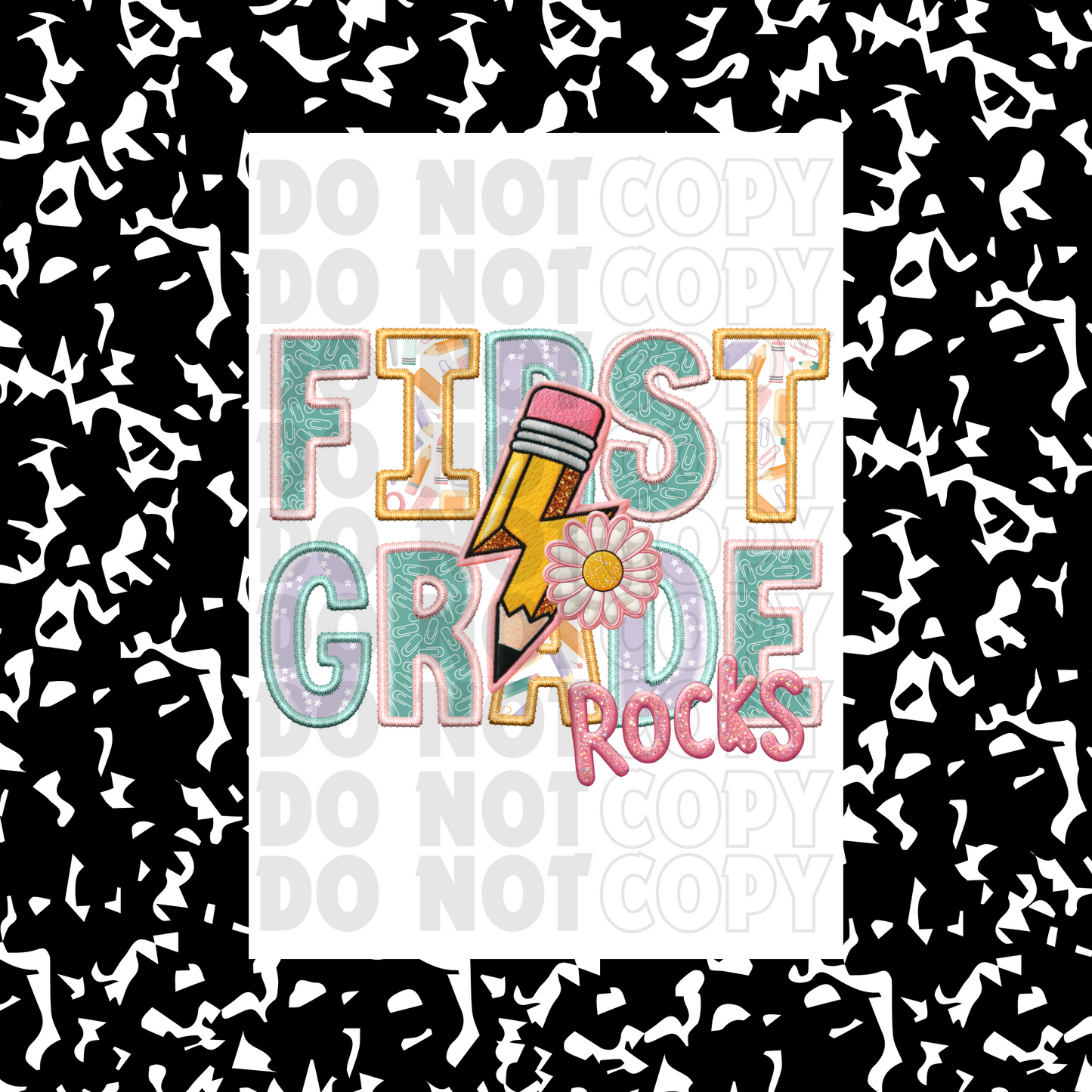 First Grade Pink Faux Embroidery | DTF Transfer