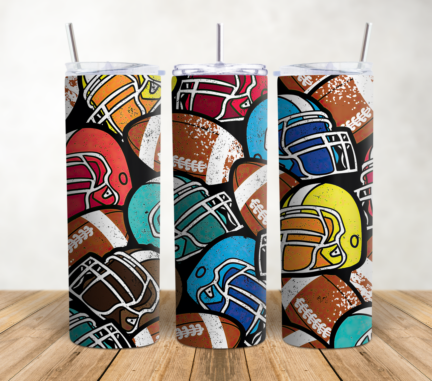 Helmets and Footballs 20oz Sublimation Tumbler Wrap