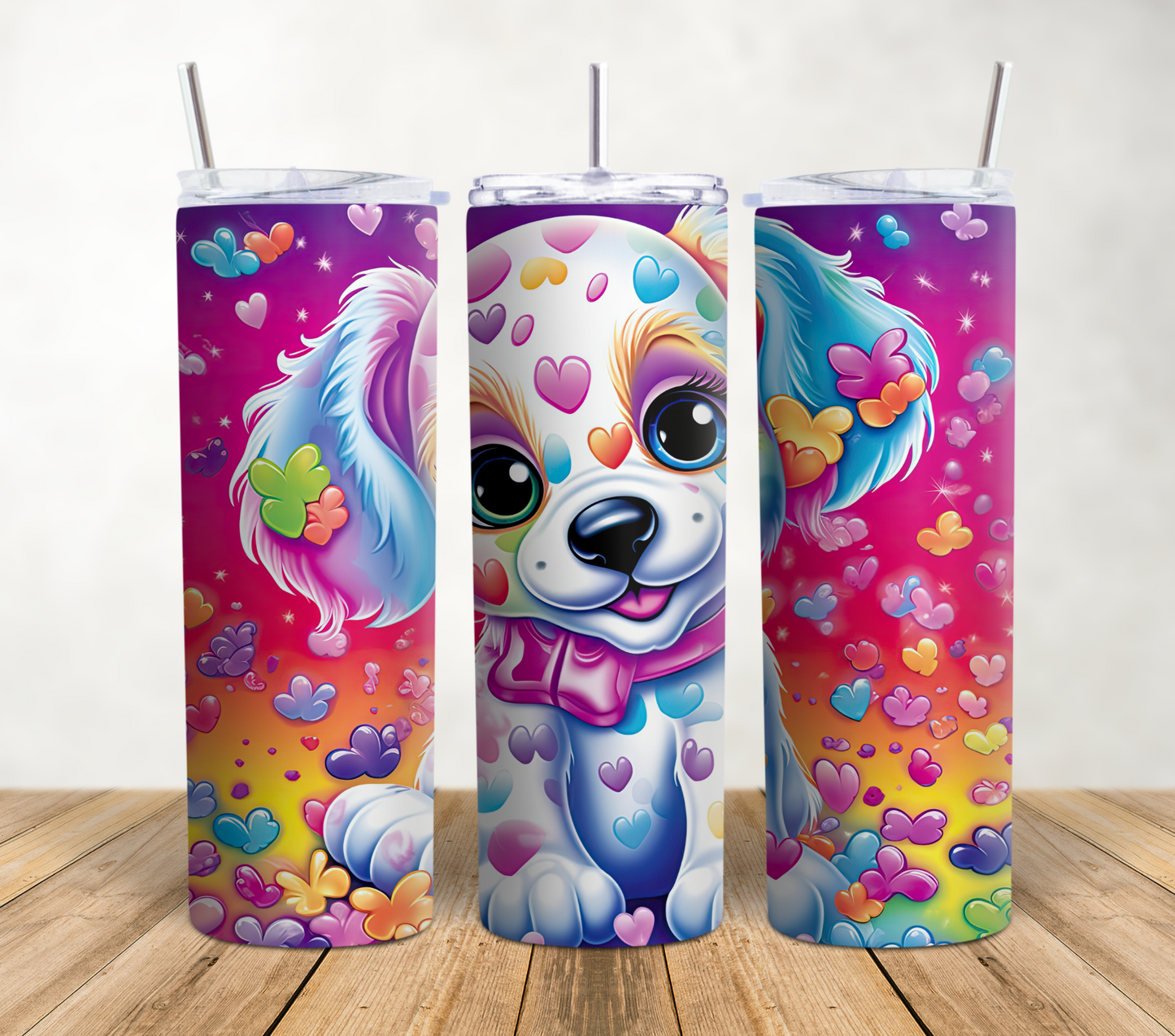 90s Puppy Design Print 20oz Sublimation Tumbler Wrap